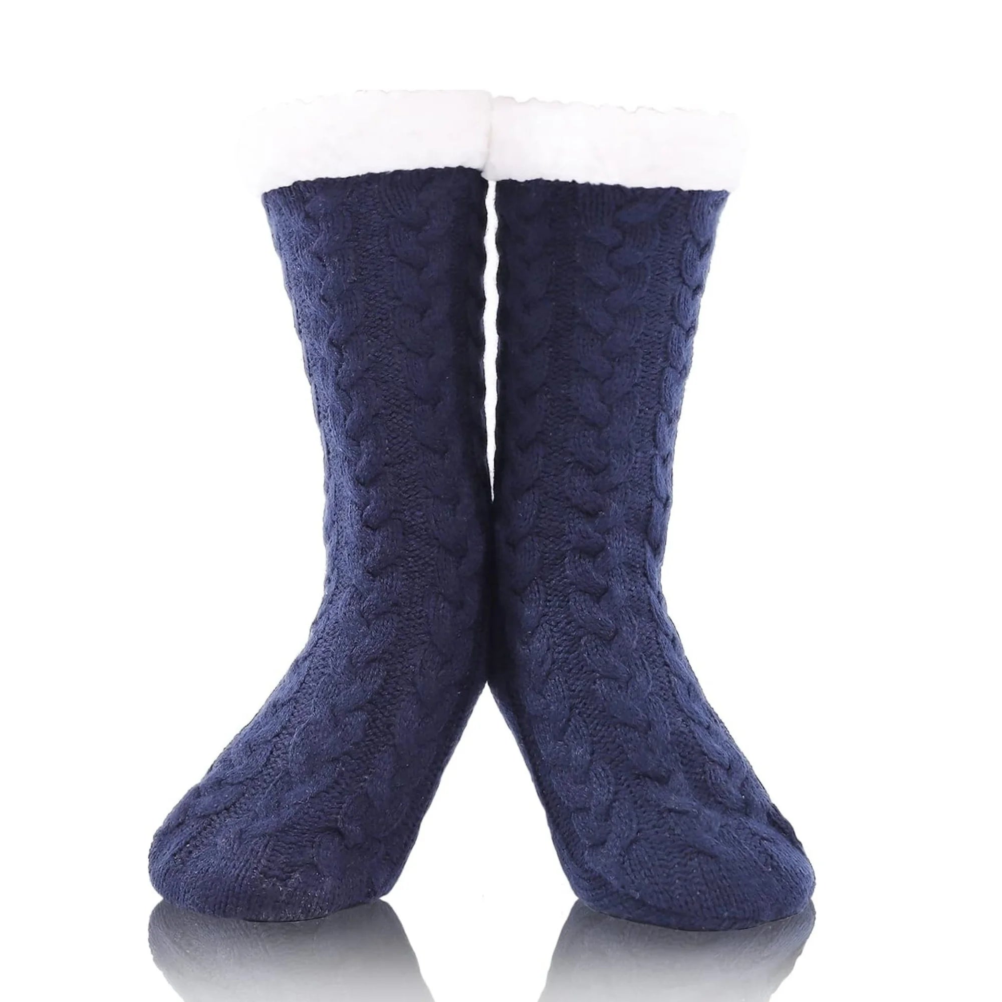 Chaussettes de sol en polaire d'hiver pour femme Câble épais anti-dérapant  thermique-Rose- 