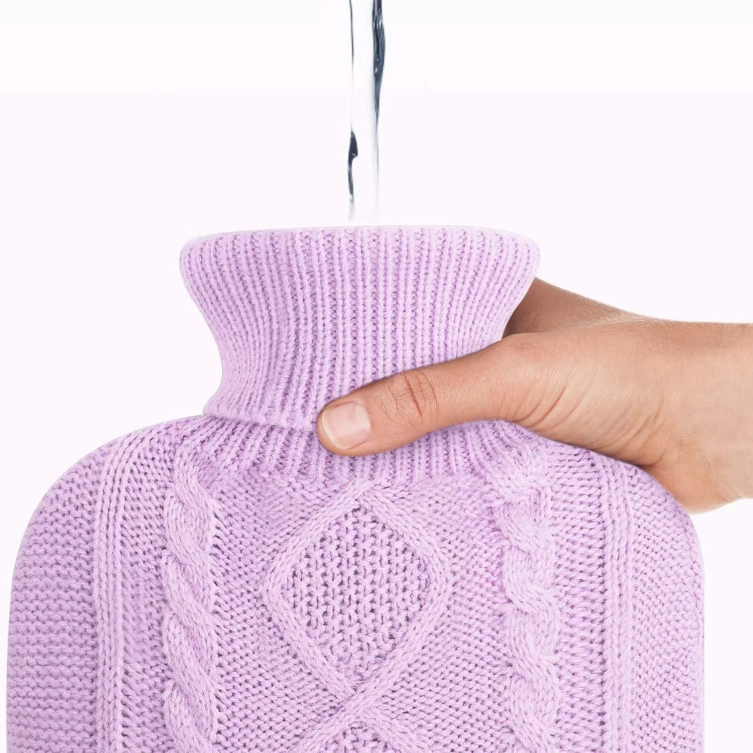 Hot Water Bottle in Fleece Knit Pink