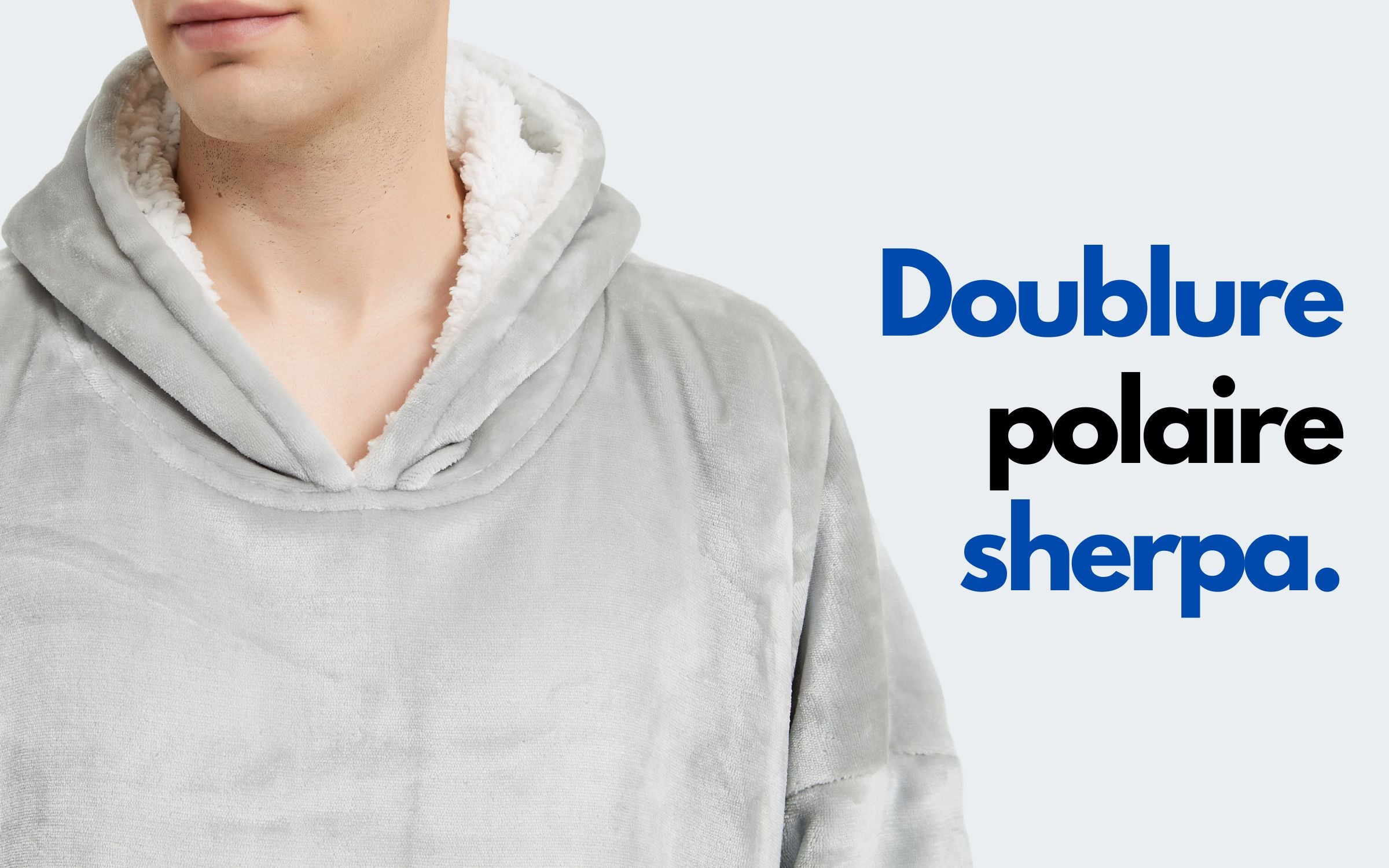 Doublure Polaire Sherpa chaude moelleuse cozy The Oversized Hoodie Homme Gris clair