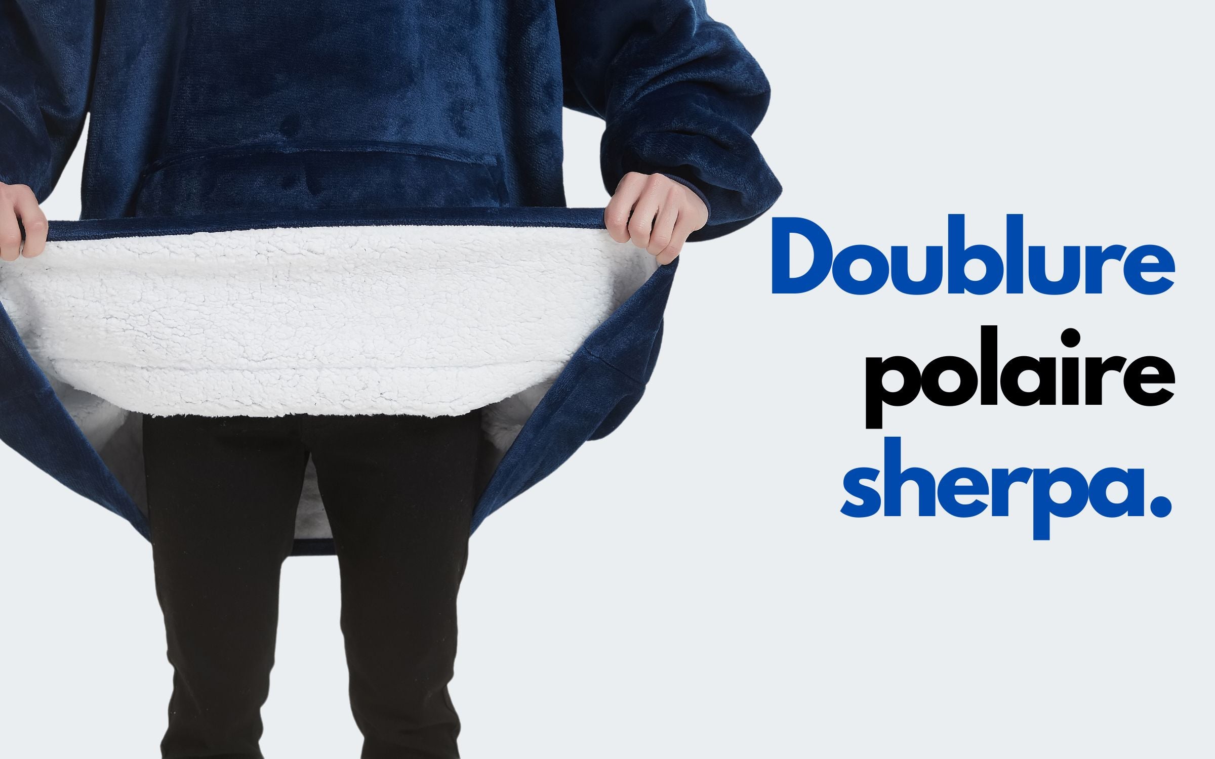 Doublure Polaire Sherpa chaude moelleuse cozy The Oversized Hoodie Homme bleu marine