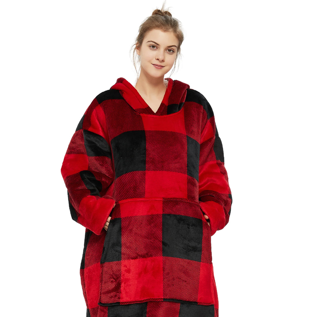 Plaid avec Manches écossais noir et rouge