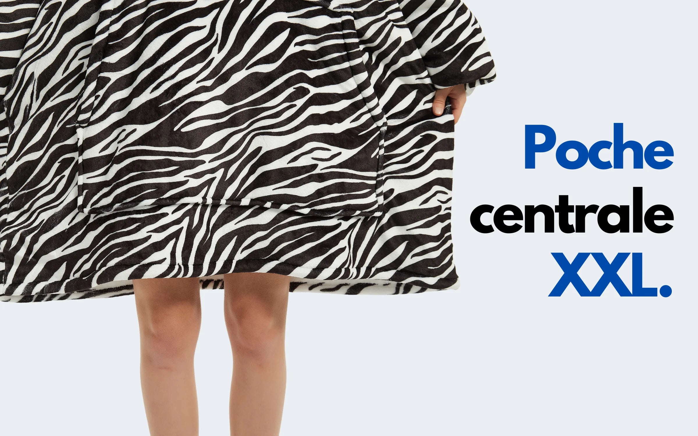 Poche centrale XXL pull polaire zèbre The Oversized Hoodie