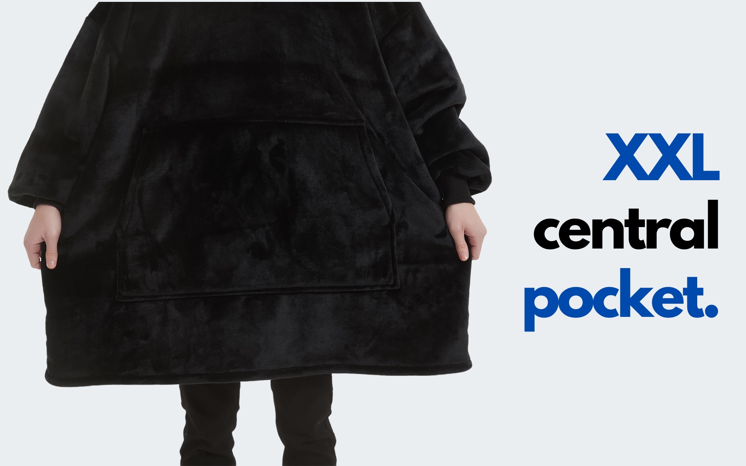 XXL central pocket black men's hoodie blanket wearable hooded blanket The Oversized Hoodie