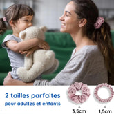 chouchou soie adulte enfant maman fille fuchsia 