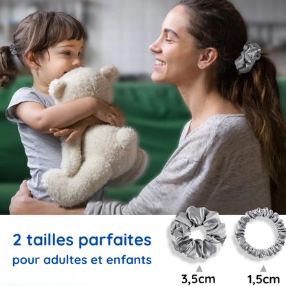 chouchou soie adulte enfant maman fille gris