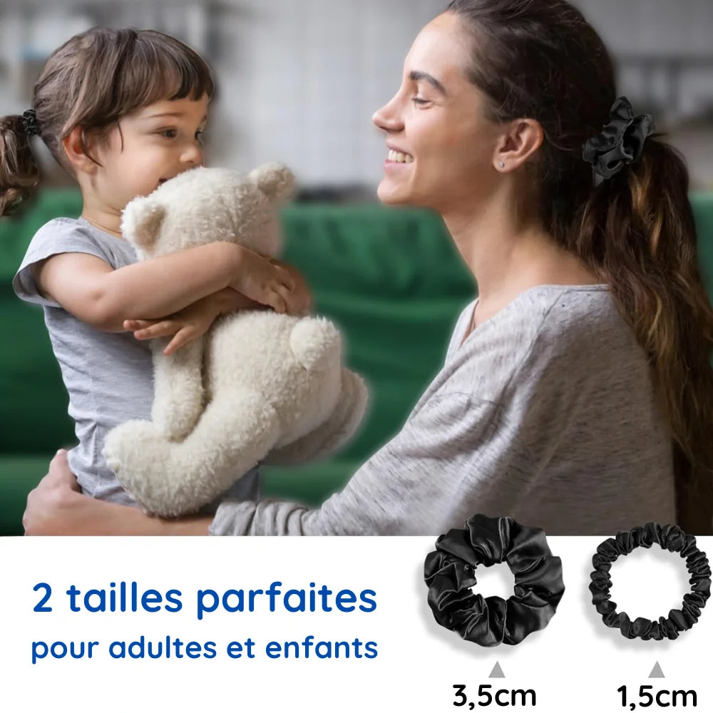 chouchou soie adulte enfant maman fille noir 