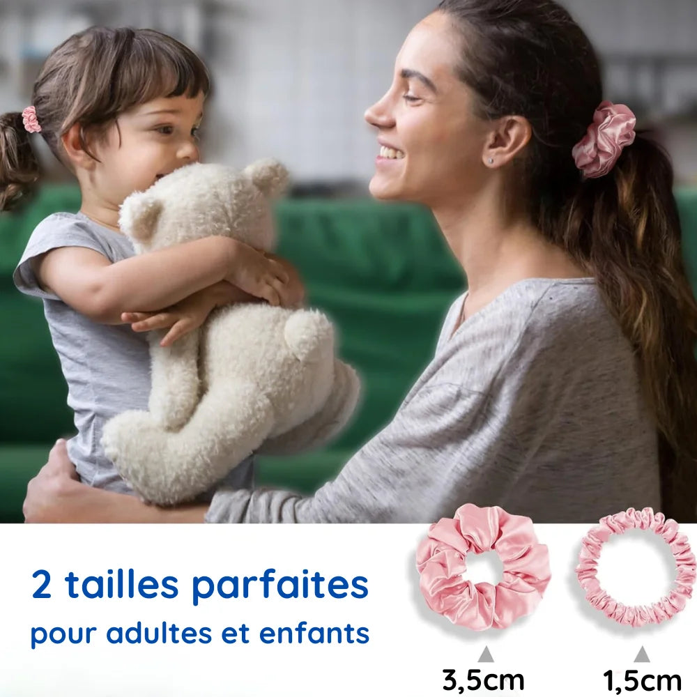 chouchou soie adulte enfant maman fille rose 