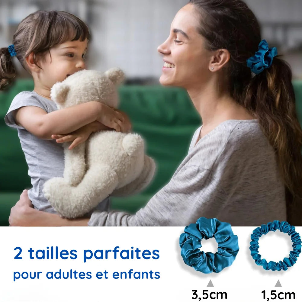 chouchou soie adulte enfant maman fille turquoise 