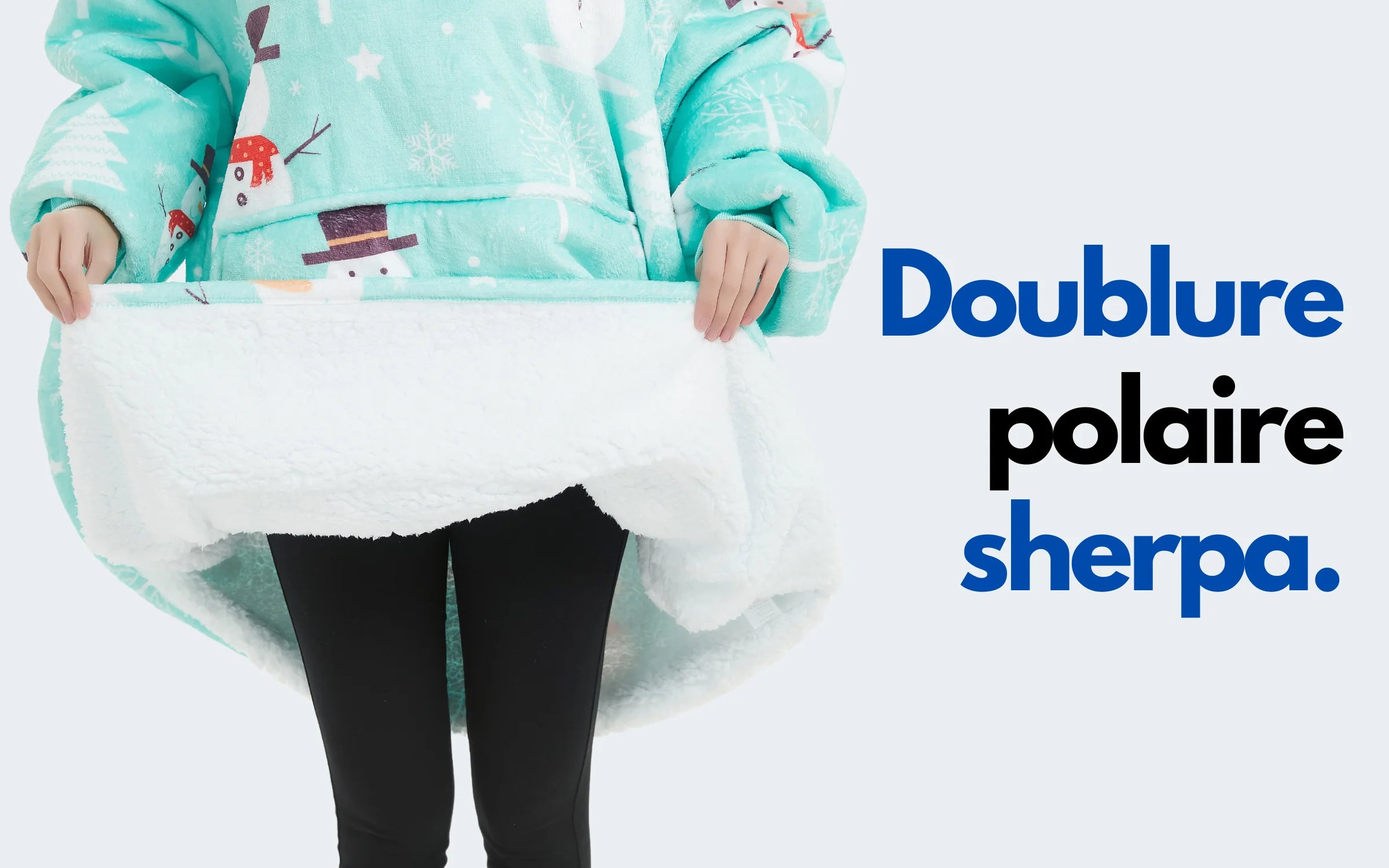 doublure polaire sherpa Sweat plaid de noel bonhomme de neige