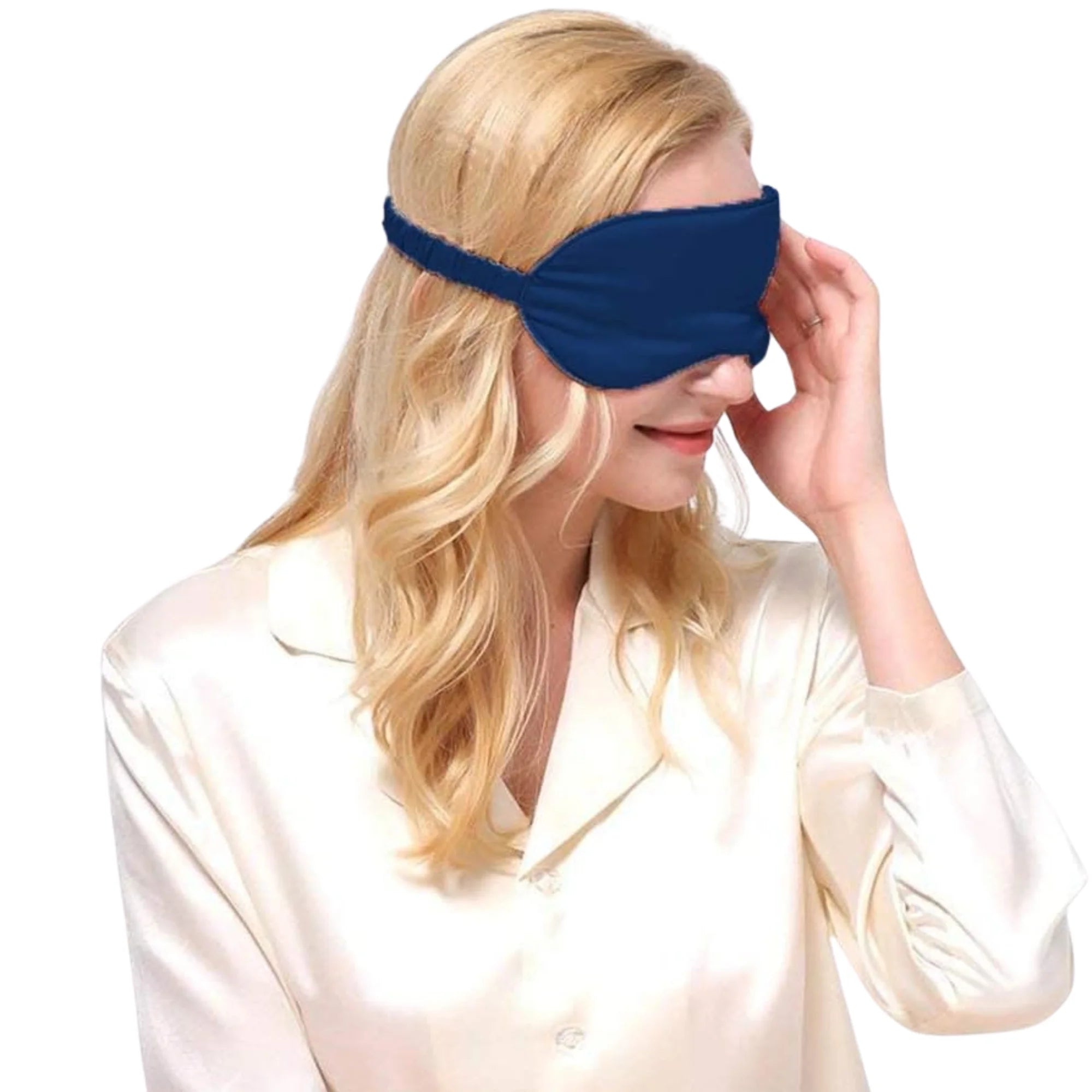 masque de sommeil femme en soie de mûrier bleu