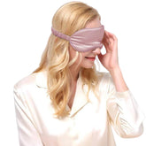 masque de sommeil femme en soie de mûrier rose tendre