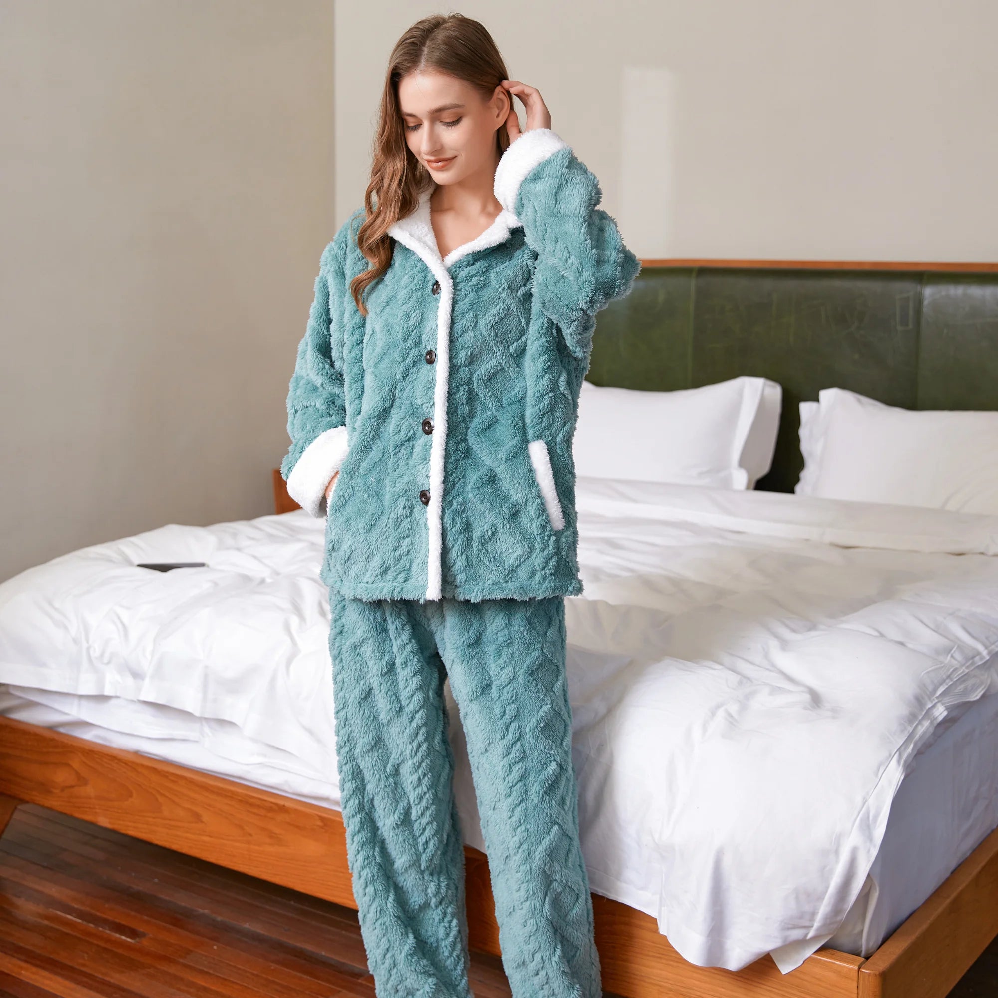 Pyjama Pilou Pilou Femme Bleu Clair avec Doublure Polaire