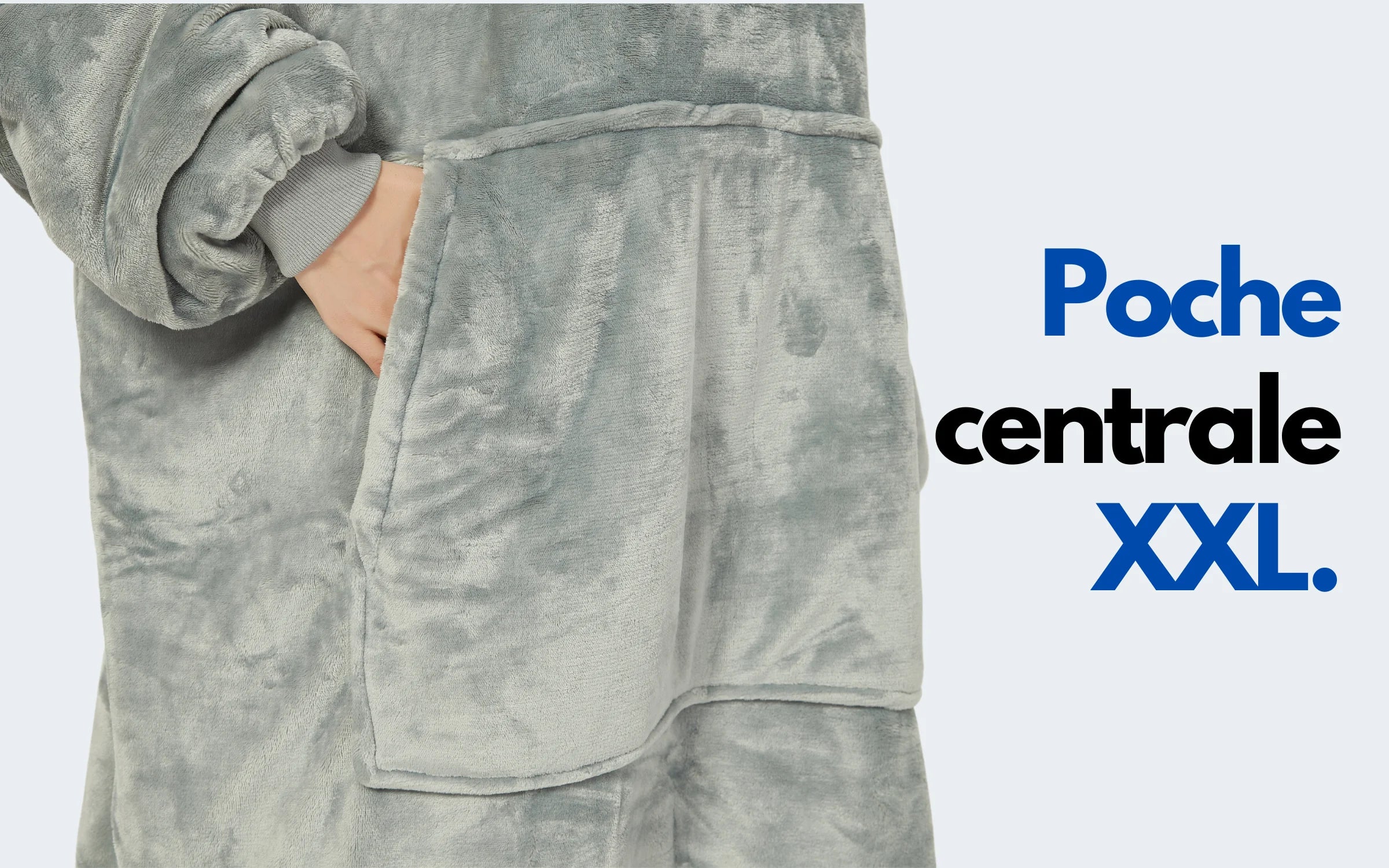 poche centrale XXL pull plaid gris clair femme