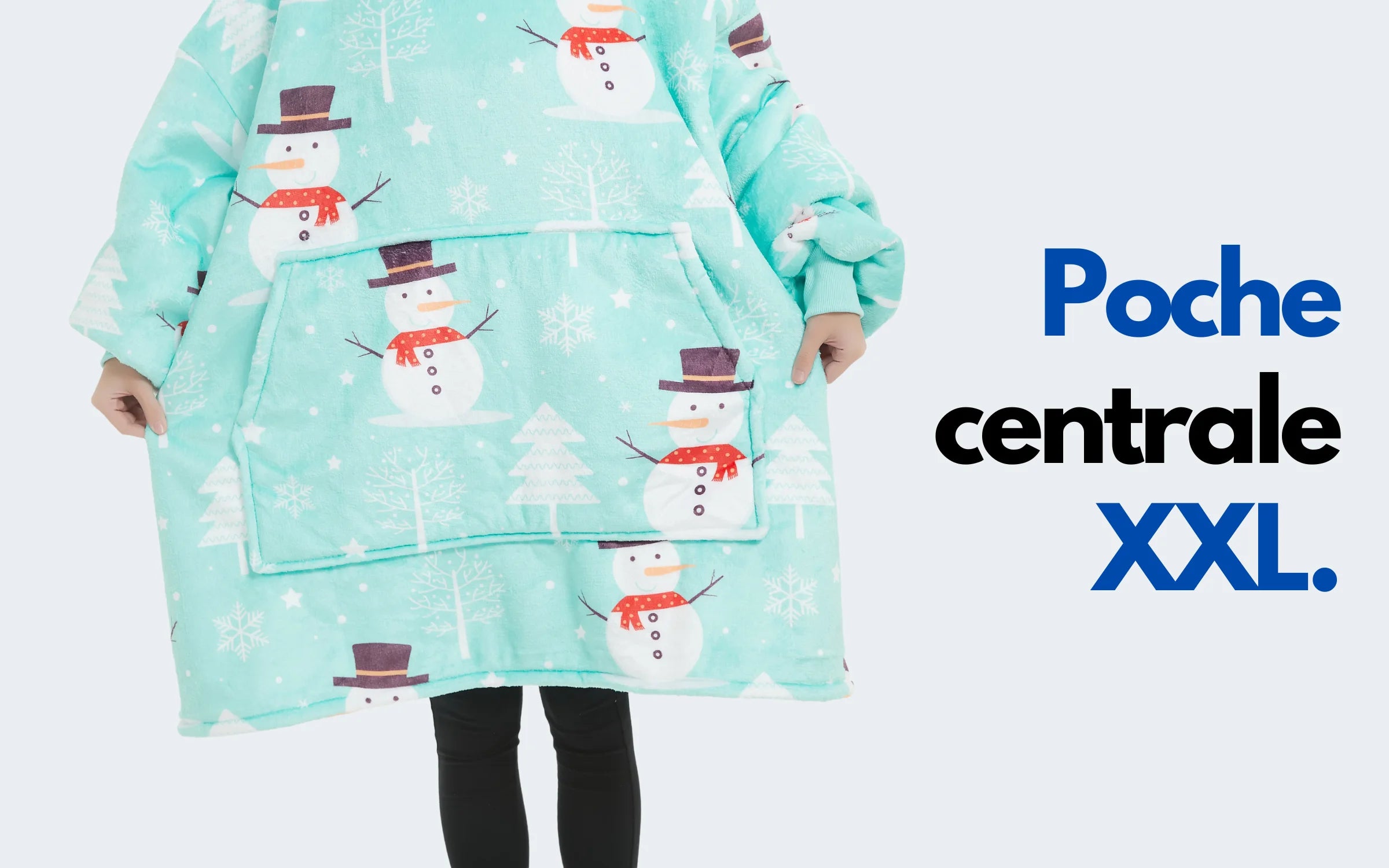 poche centrale XXL sweet à capuche bonhomme de neige