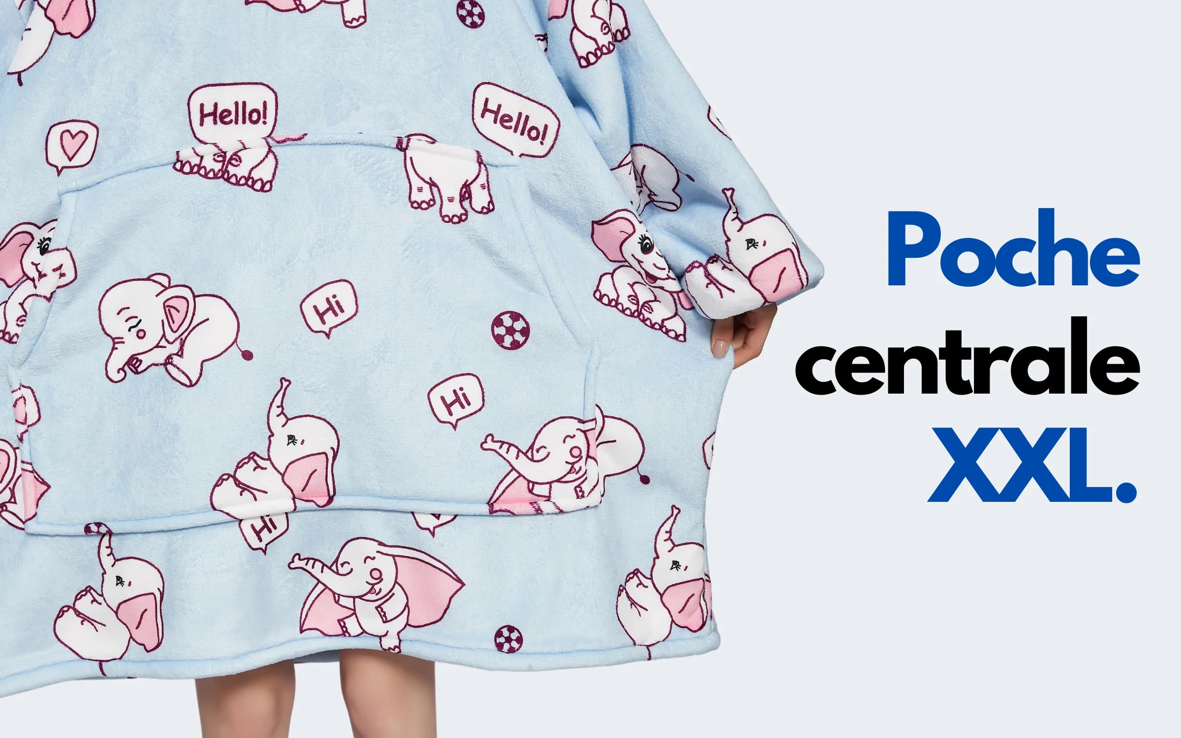 poche centrale XXL sweet à capuche éléphant