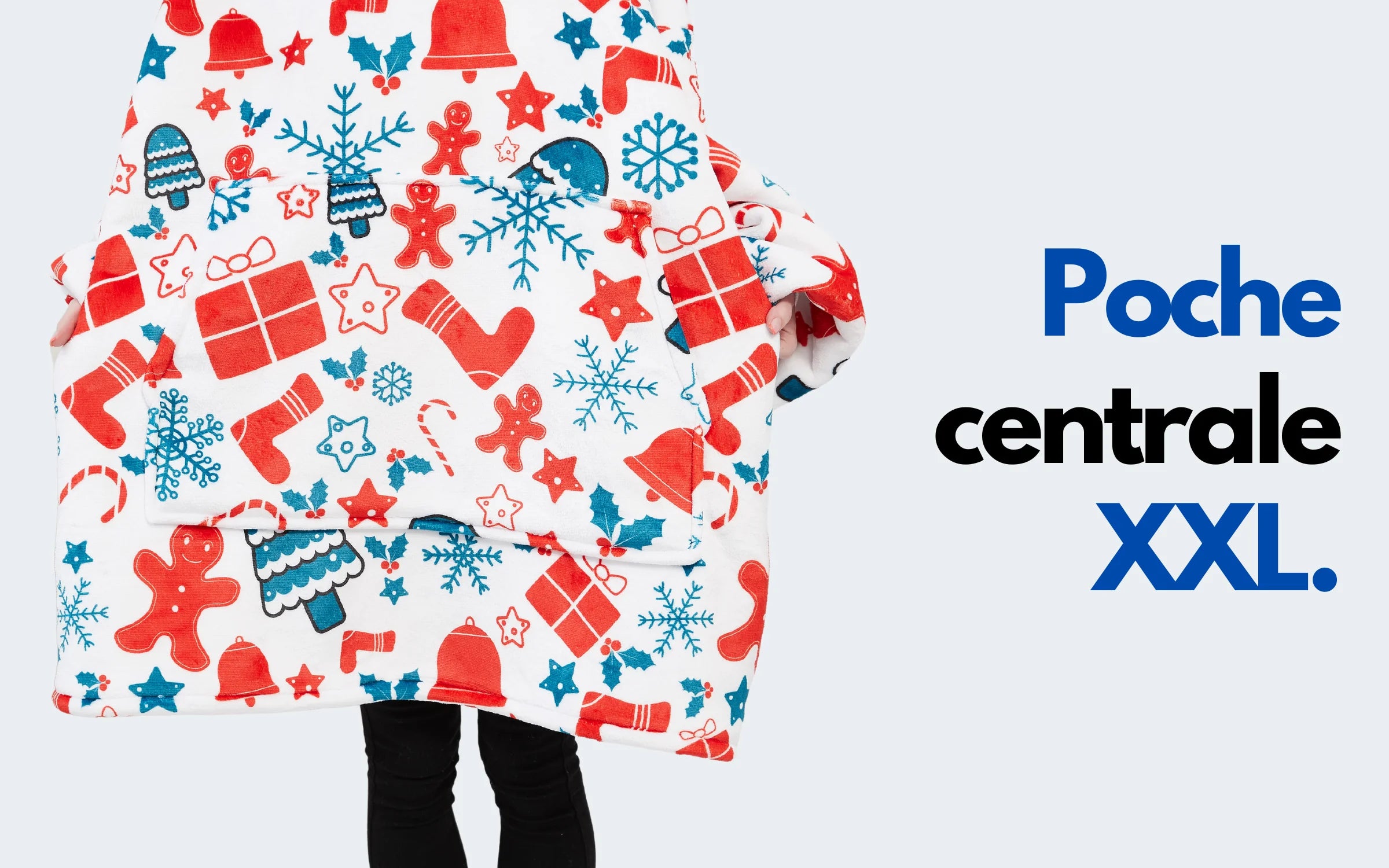 poche centrale XXL sweet à capuche féérie de noel