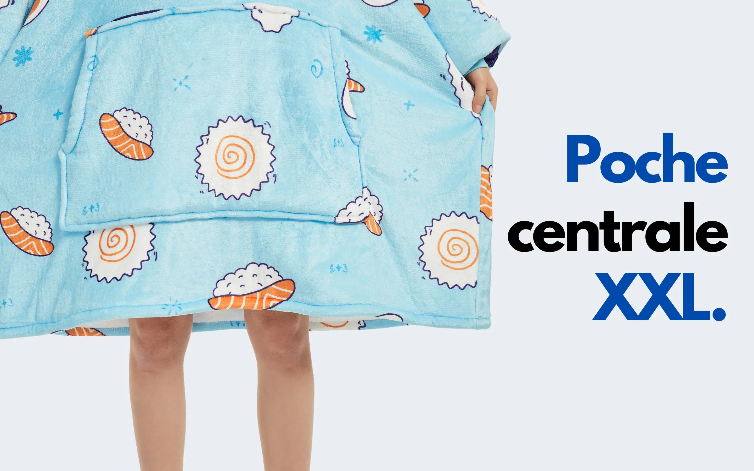 poche centrale XXL sweet à capuche sushi