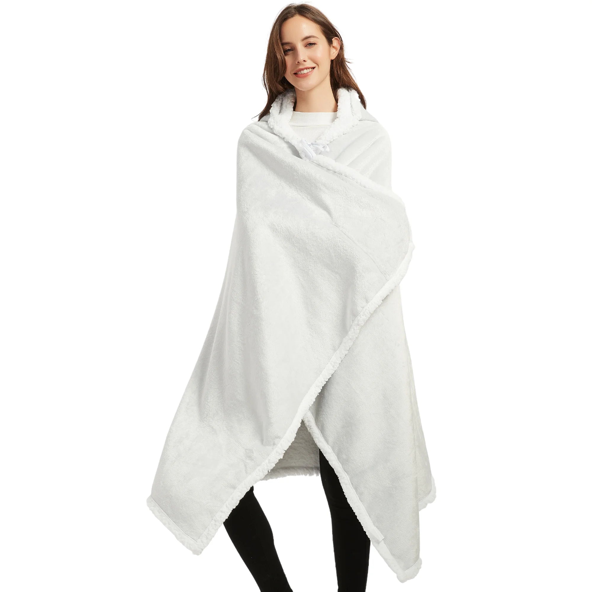 poncho plaid blanc argent The Oversized Hoodie