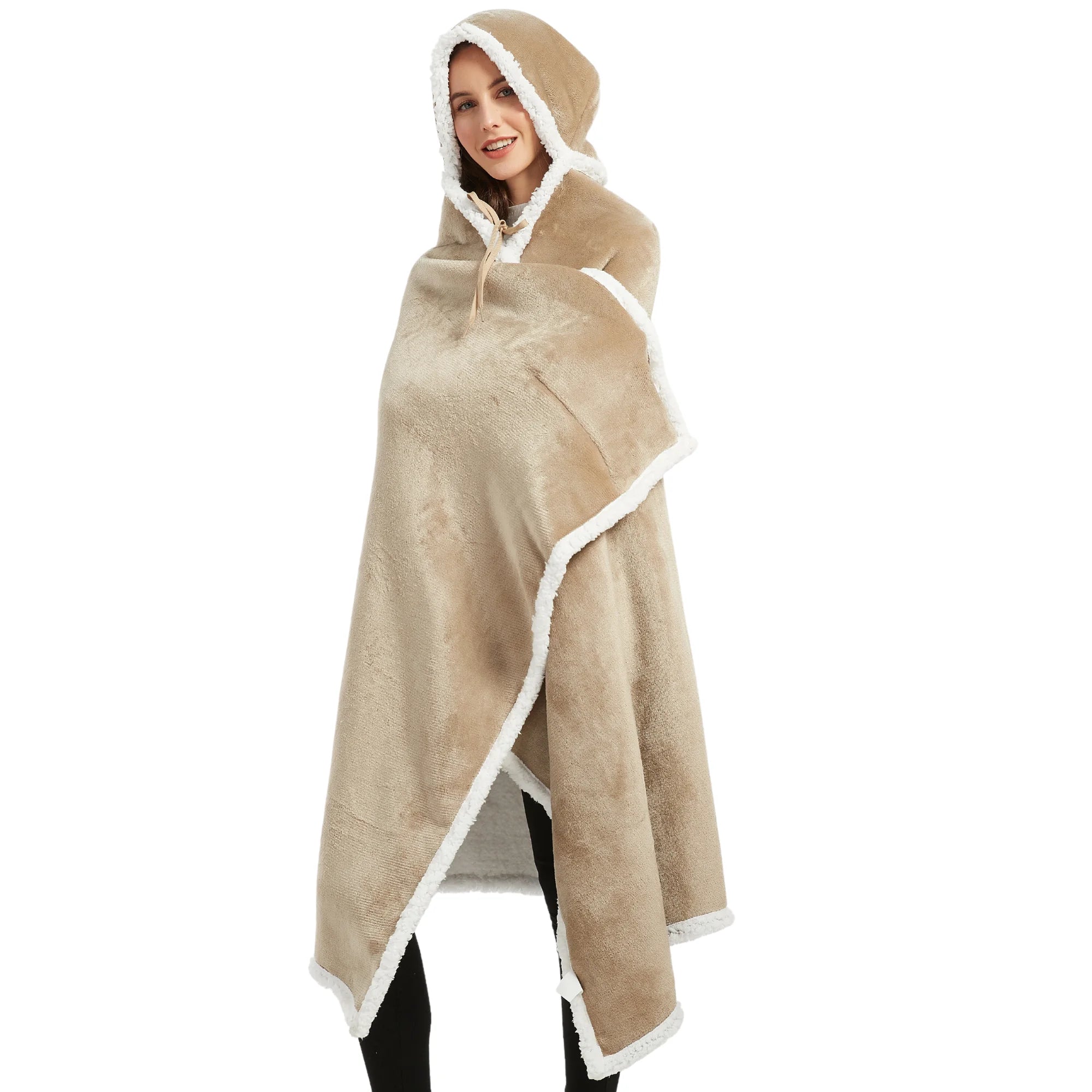 poncho plaid femme beige The Oversized Hoodie