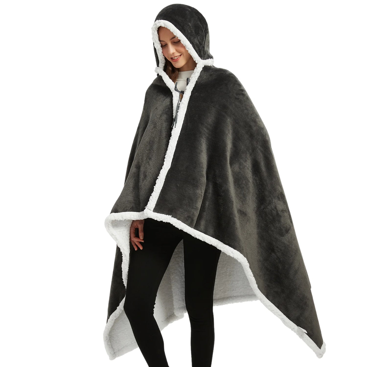 poncho plaid femme gris The Oversized Hoodie