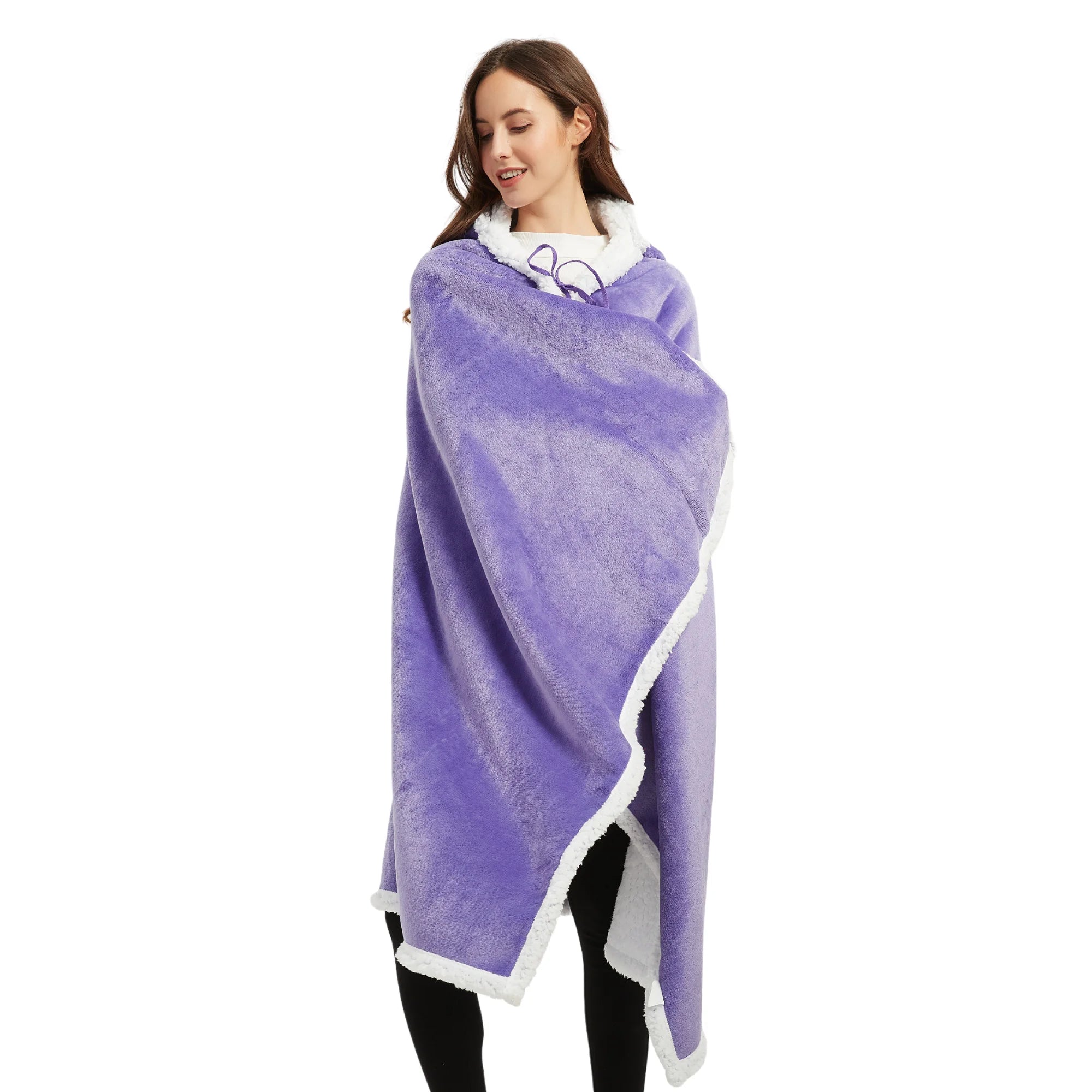 poncho plaid violet The Oversized Hoodie