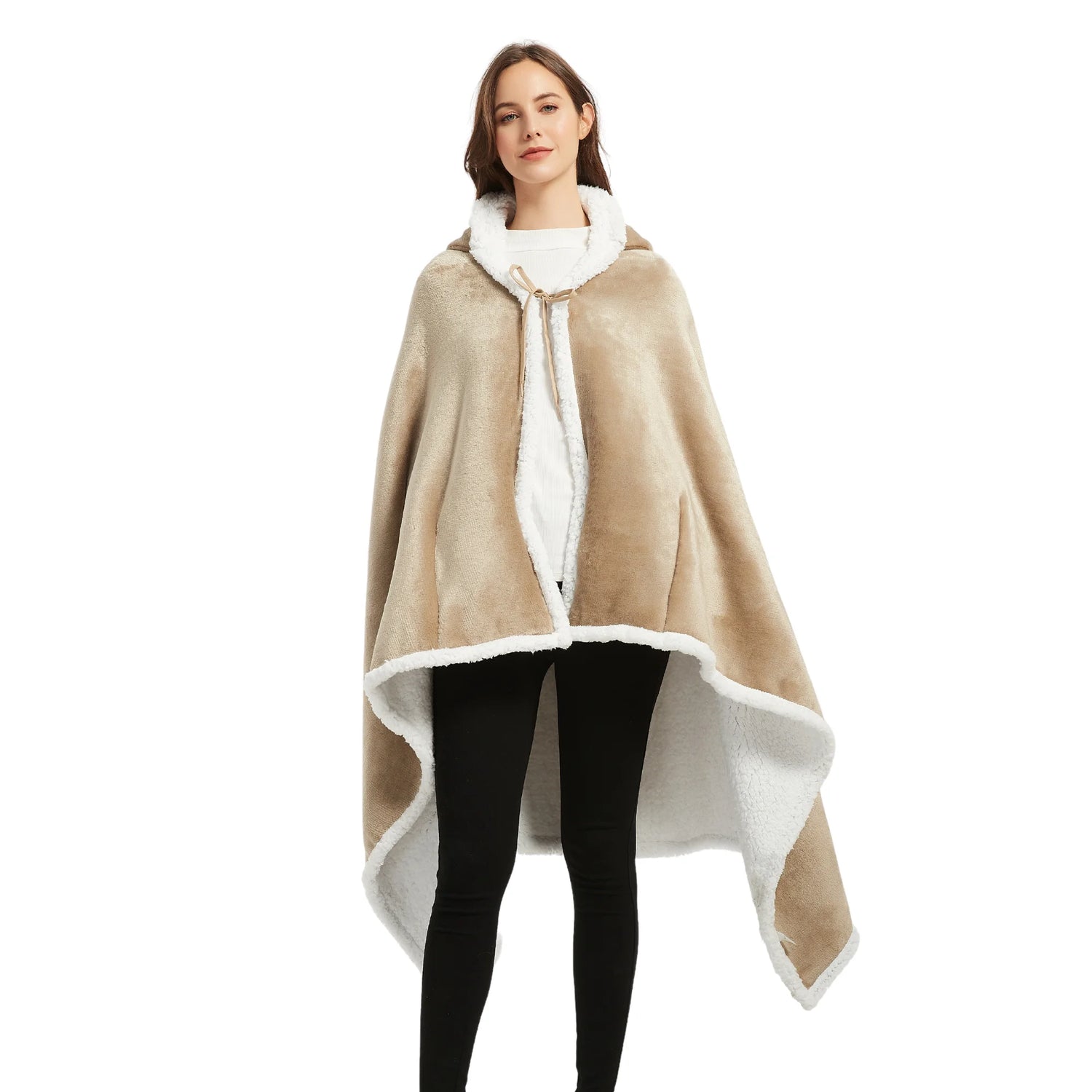 poncho polaire femme beige The Oversized Hoodie