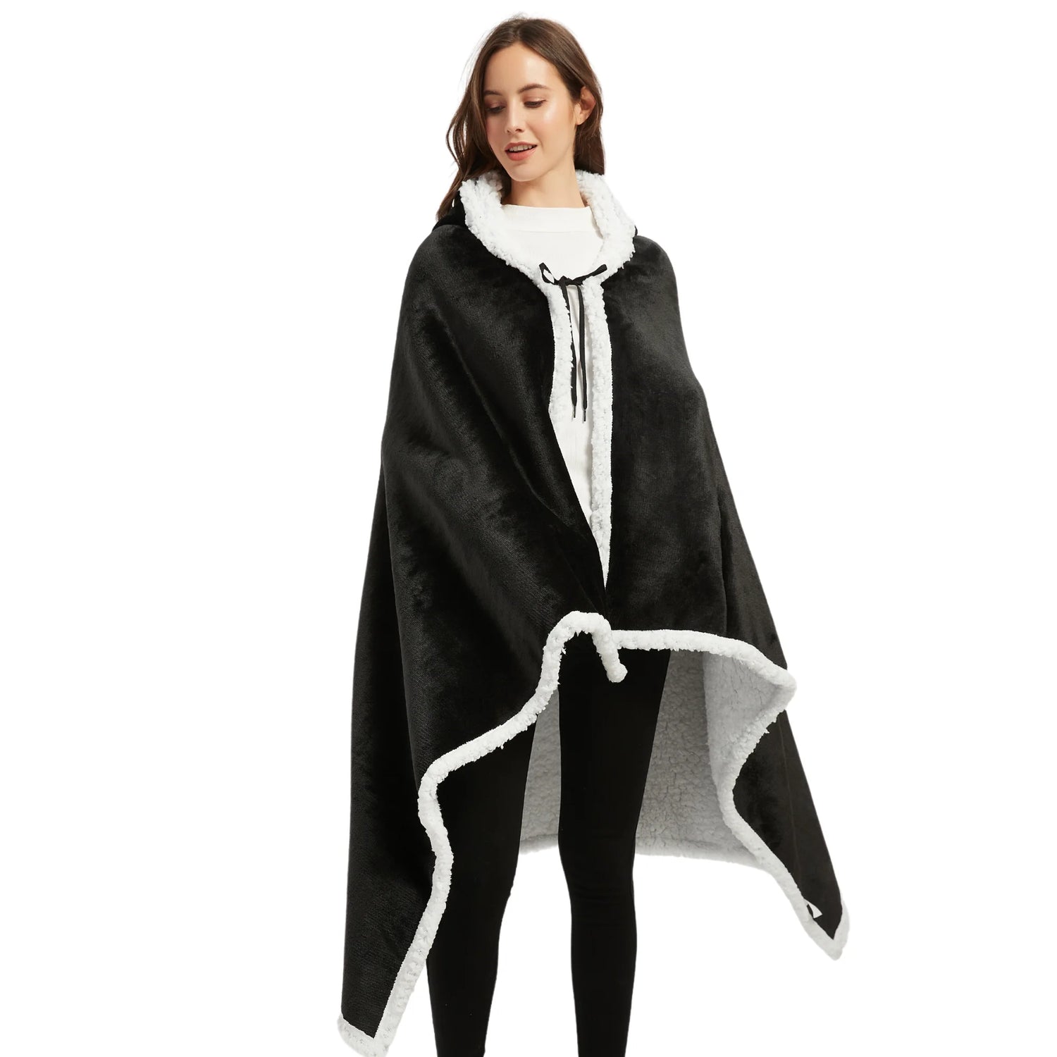 poncho polaire noir The Oversized Hoodie