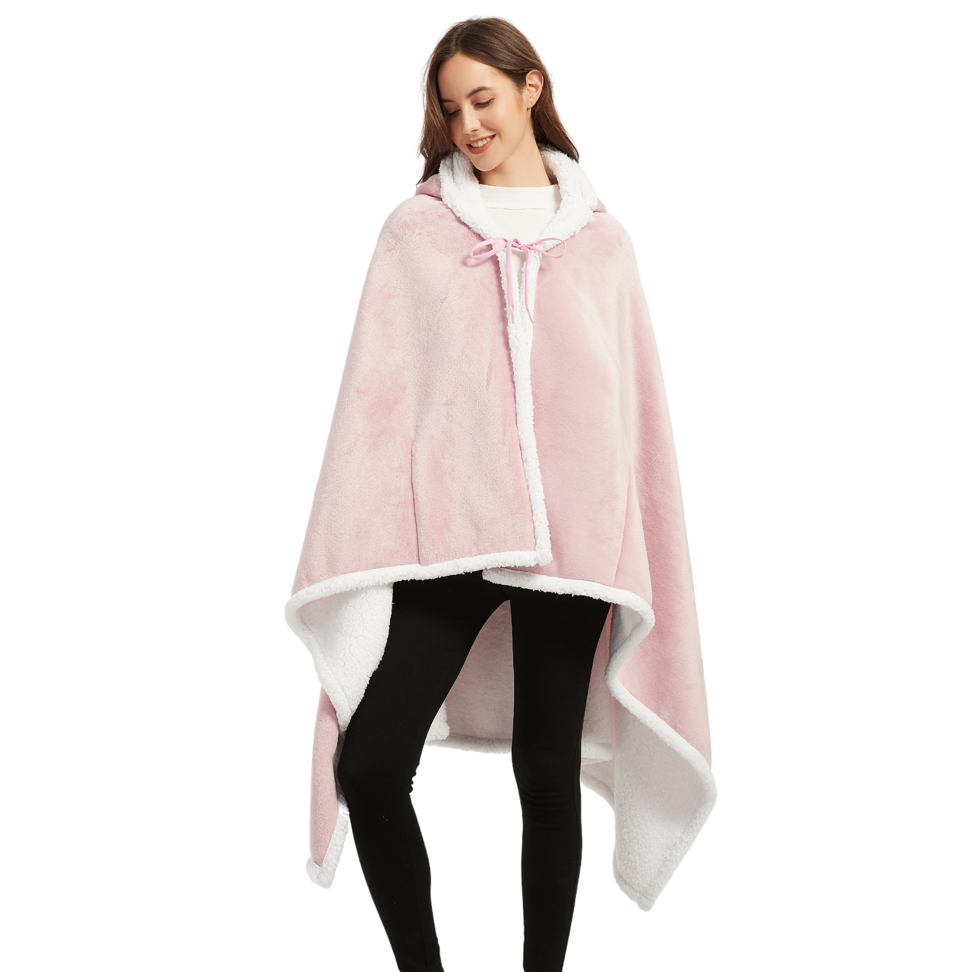 poncho polaire rose pastel The Oversized Hoodie
