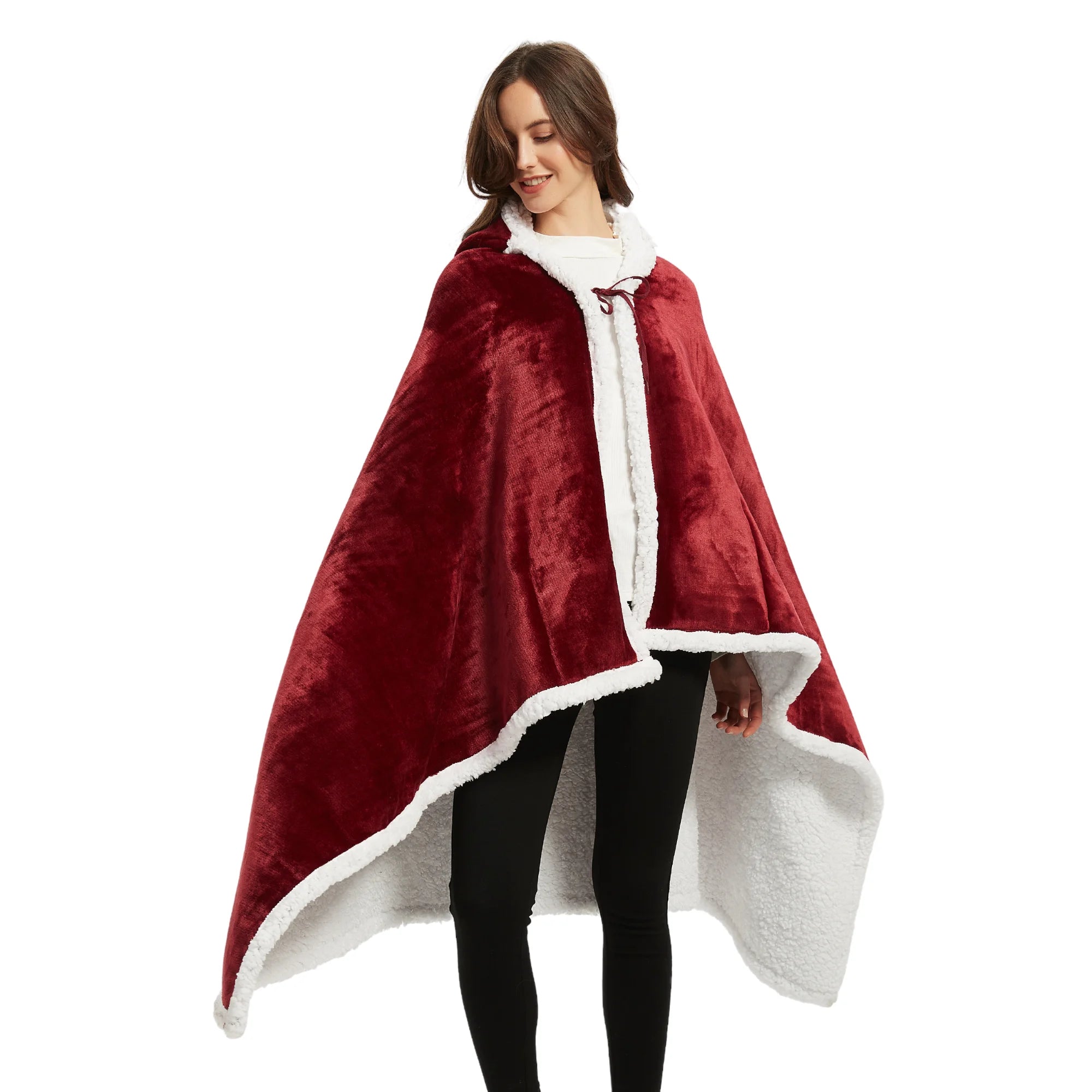 poncho polaire rouge The Oversized Hoodie