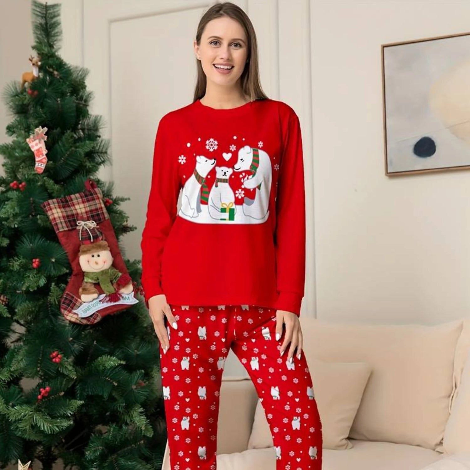 pyjama de noel femme Famille Ours Polaire