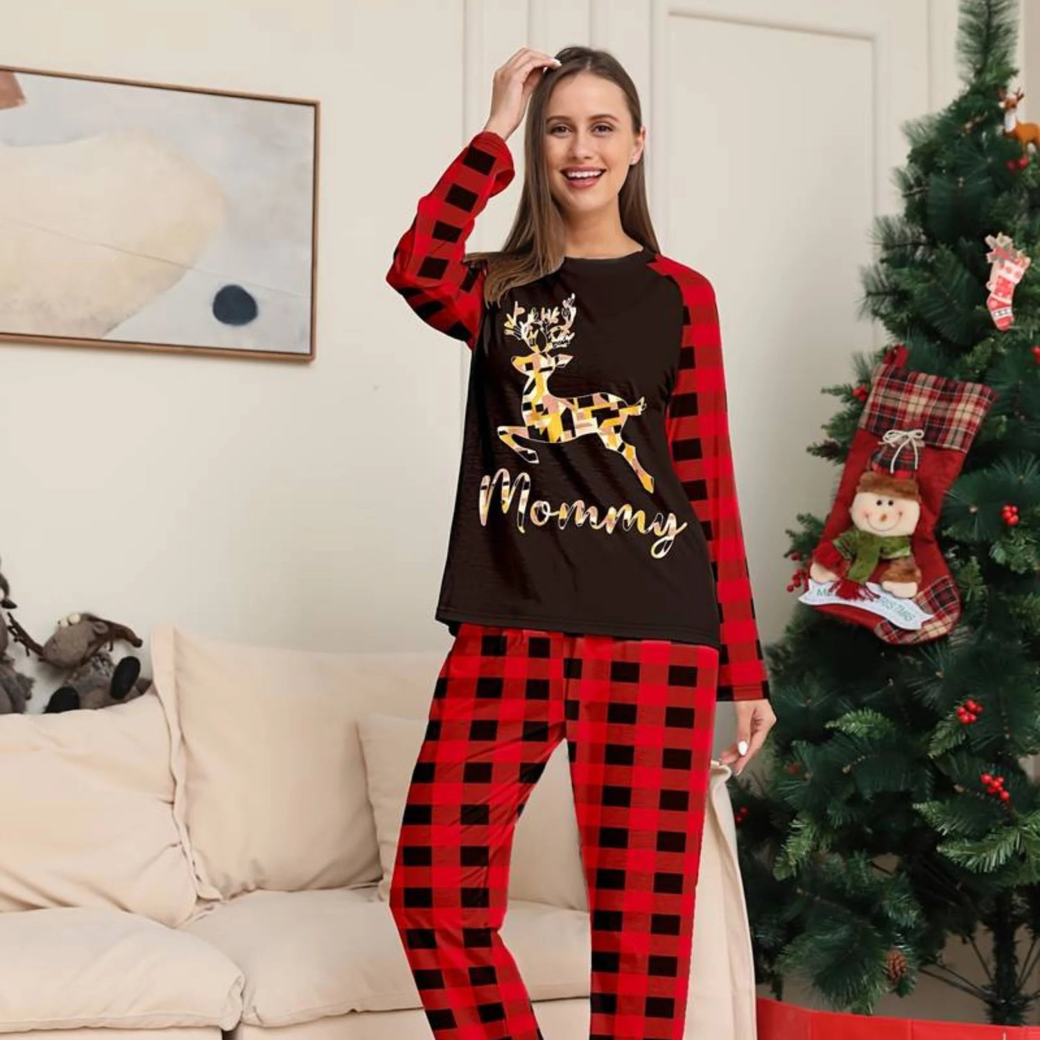 pyjama de noel femme adulte Renne en mosaique