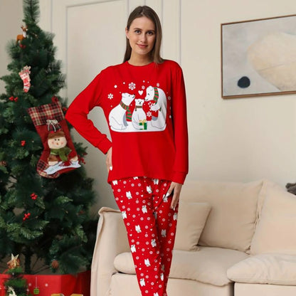 pyjama de noel femme manches longues Famille Ours Polaire