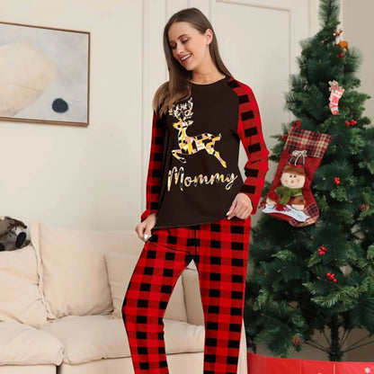 pyjama de noel femme manches longues pantalon et col rond Renne en mosaique