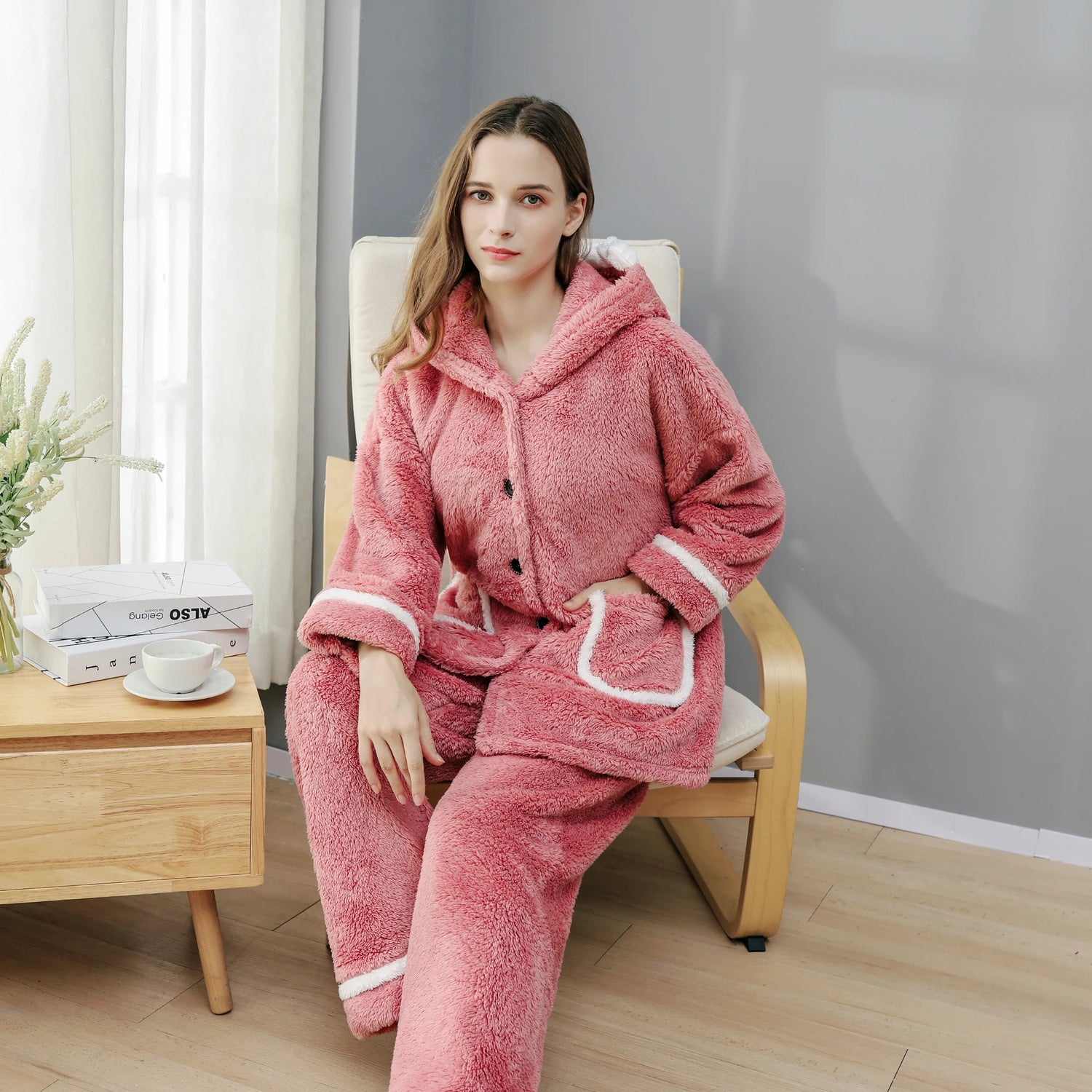 Pyjama Pilou Pilou Femme Fuchsia avec Doublure Polaire