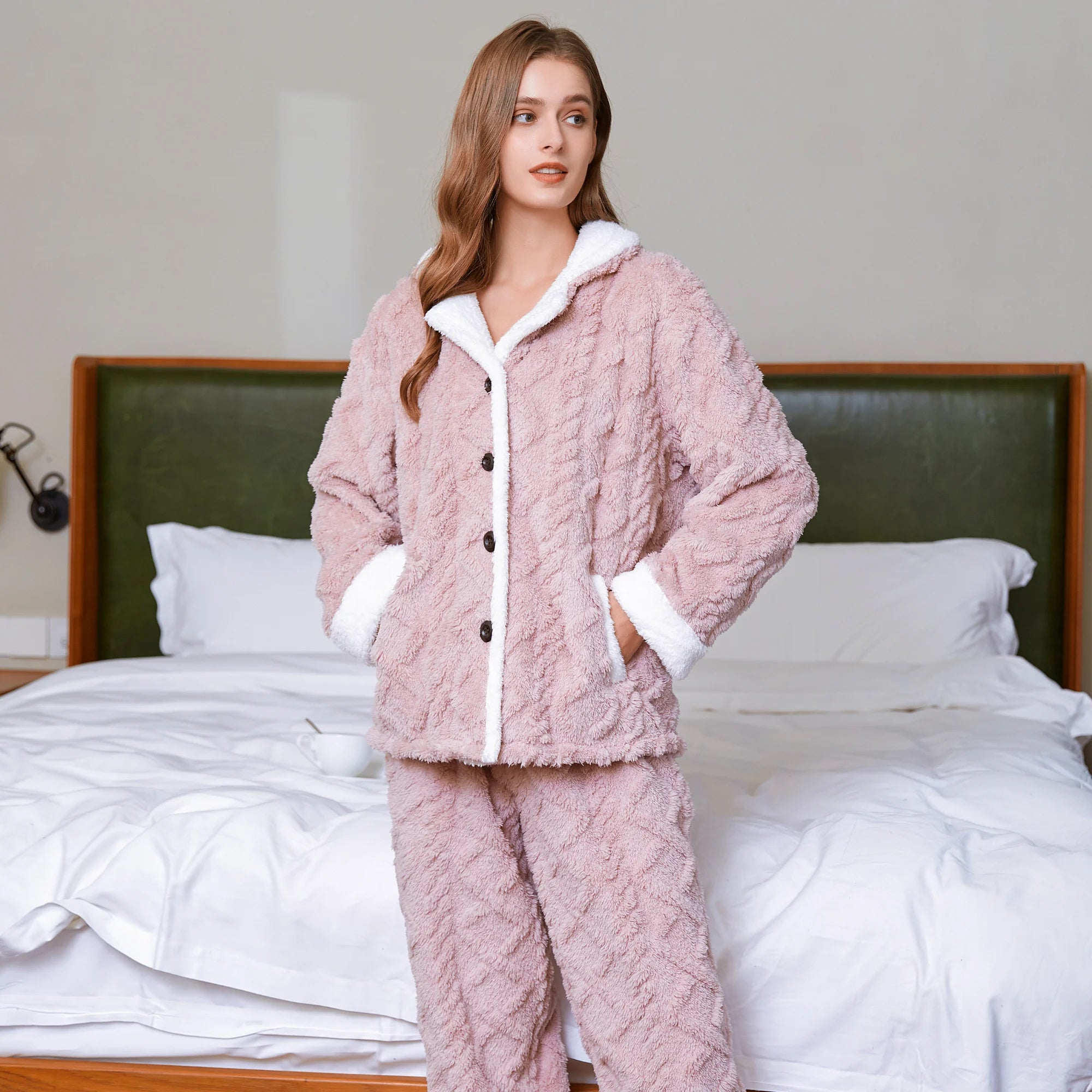 pyjama pilou pilou molleton rose
