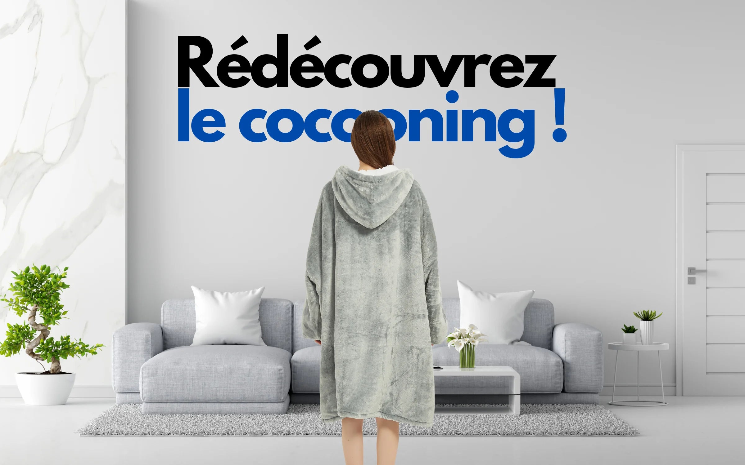 Charger la vidéo: Redecouvrez le cocooning pull plaid femme gris doublure polaire sherpa canapé chambre lit salon The Oversized Hoodie