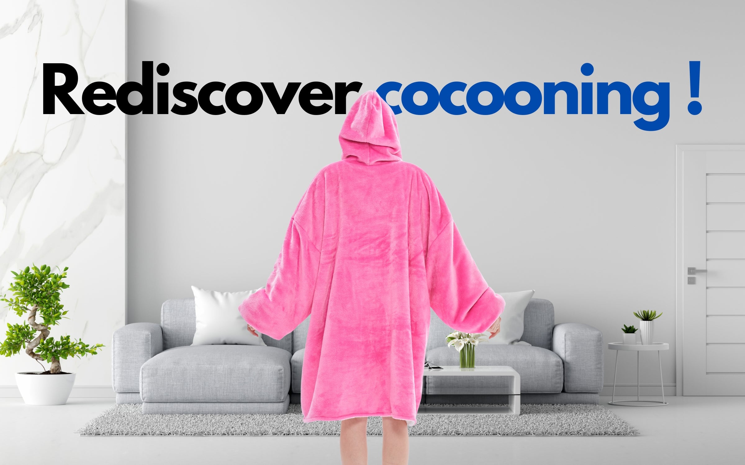 Load video: Rediscover cocooning women&#39;s plaid sweater fuchsia sherpa fleece lining sofa bedroom bed living room The Oversized Hoodie
