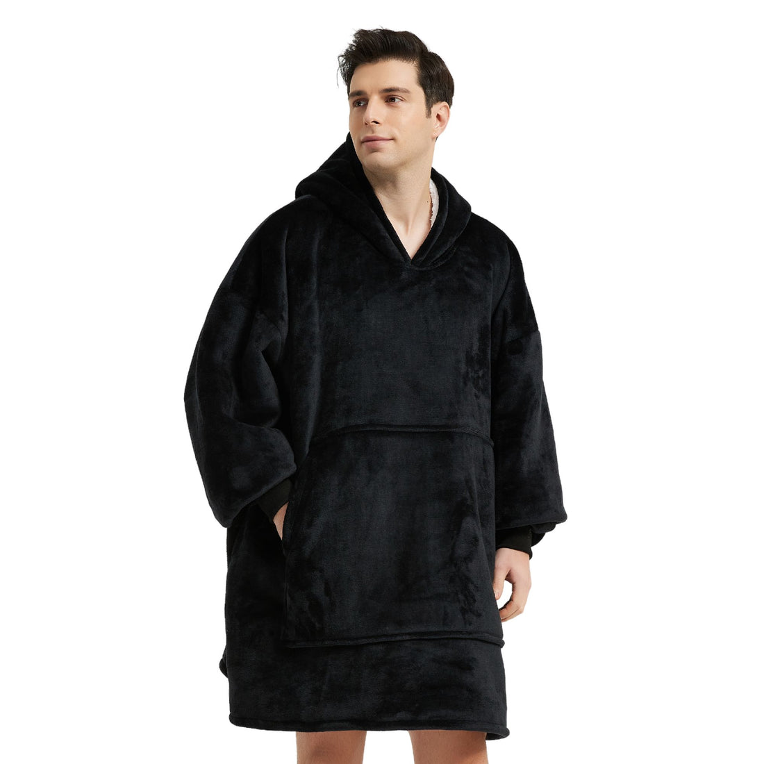 Meilleur Pull Plaid au monde France Homme Noir Sweat Polaire Géant grande capuche fourrée doublée The Oversized Hoodie