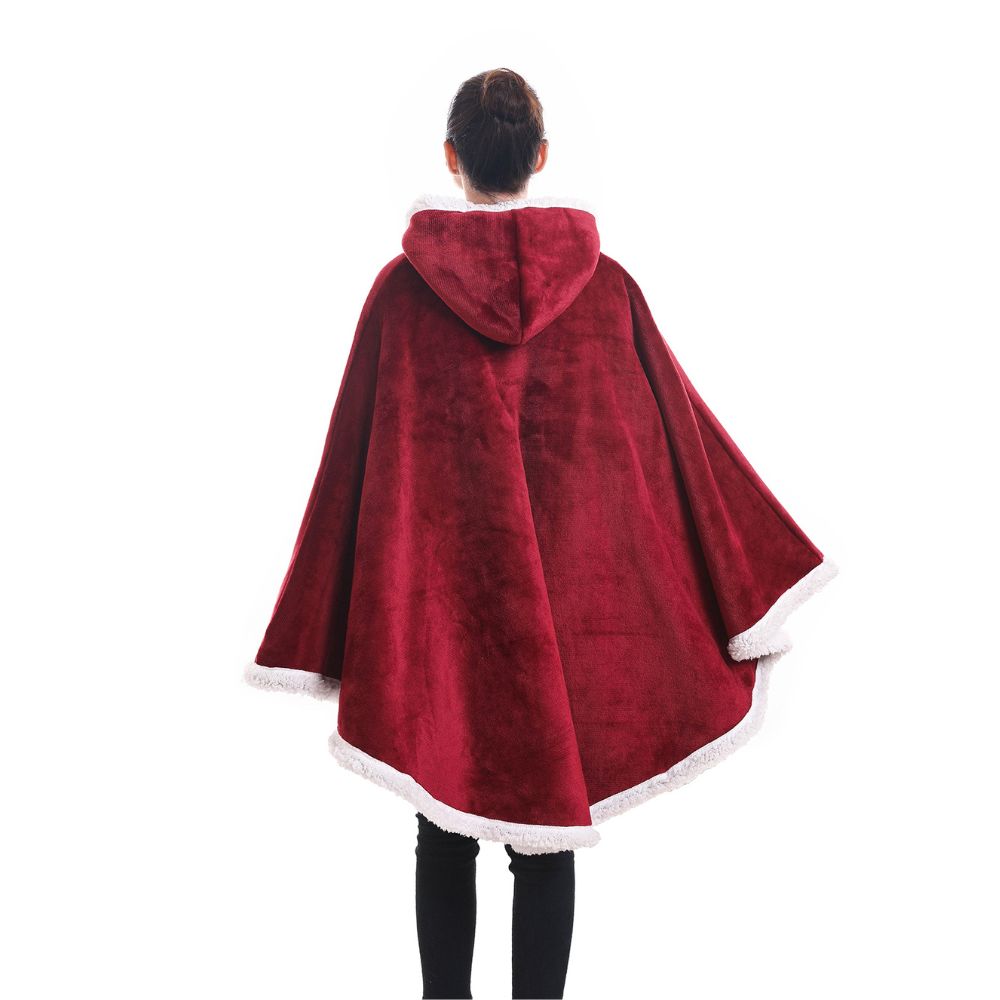 Poncho Plaid hiver Géant Iris  Bordeaux