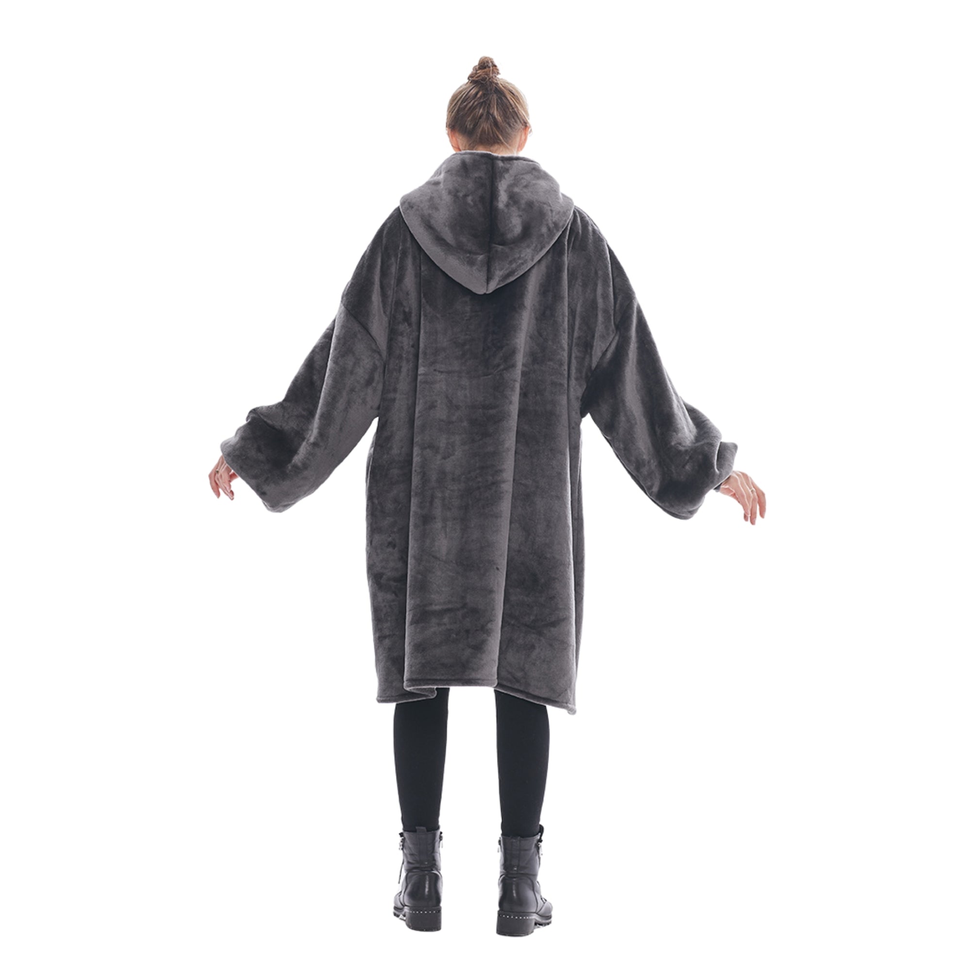 Pull Plaid à capuche gris Anthracite Femme Sweat Polaire Géant Oversized Hoodie® capuche géante 