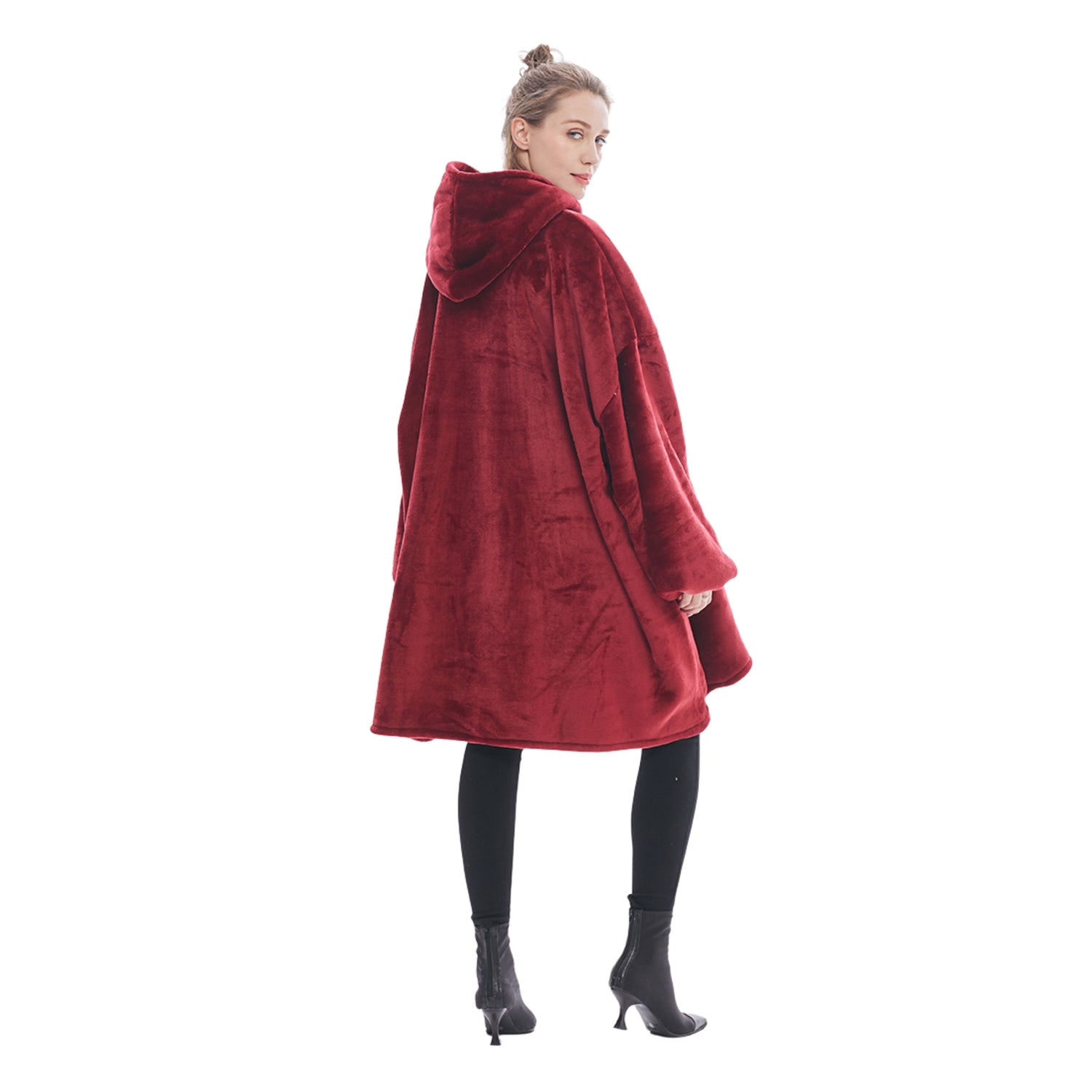 Pull Plaid Femme Sweat Polaire Géant Oversized Hoodie® hiver confort sofa rouge bordeau