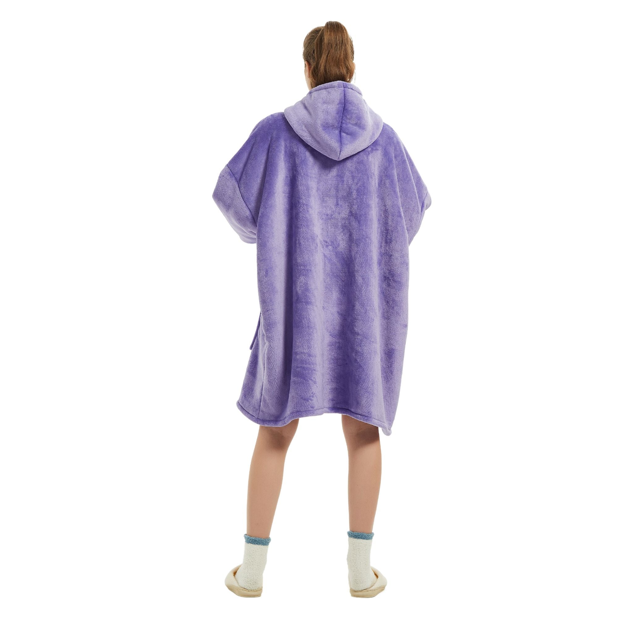 Pull Plaid Femme Sweat Polaire Géant Oversized Hoodie® manches longues adulte adolescent violet