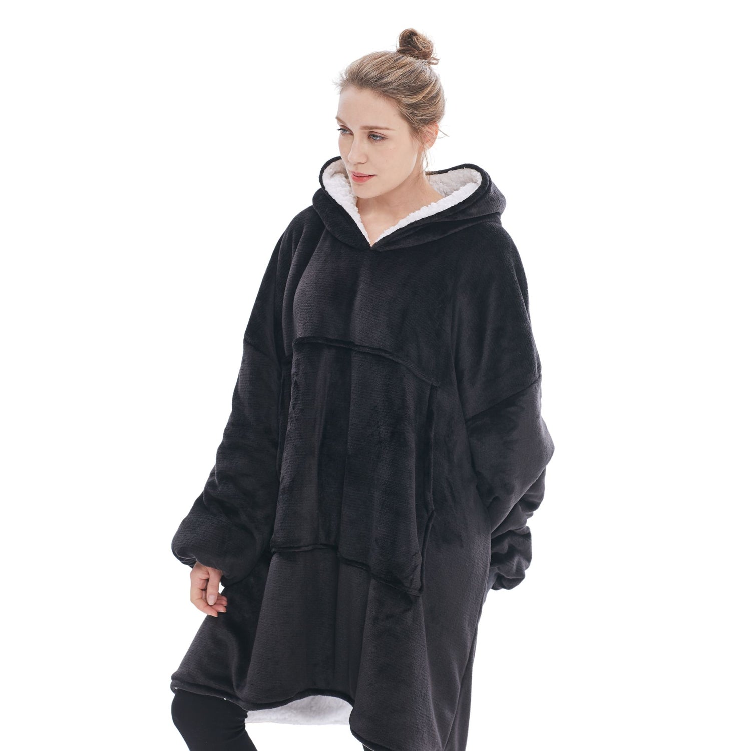 Pull Plaid Femme Sweat Polaire Géant Oversized Hoodie® sweet hiver anti froid noir