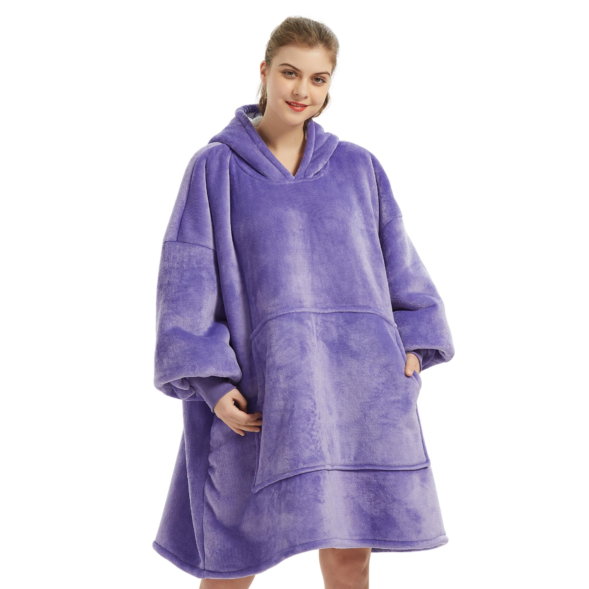 Pull Plaid Violet Femme Sweat Plaid Polaire Géant The Oversized Hoodie® Violet