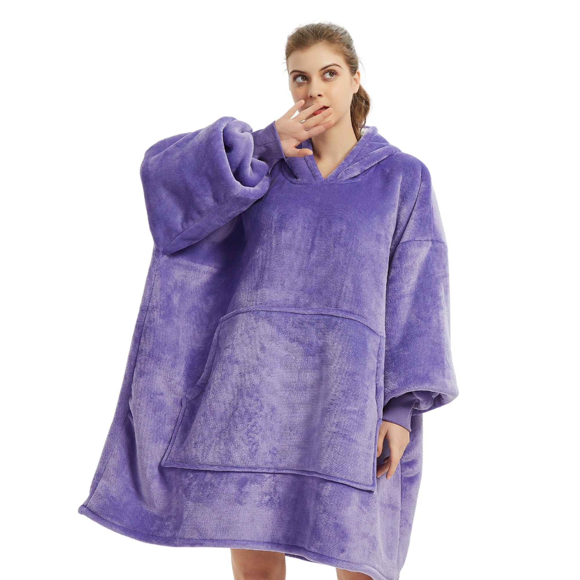 Wearable Blanket Hoodie with Zip - Purple – bluninfee