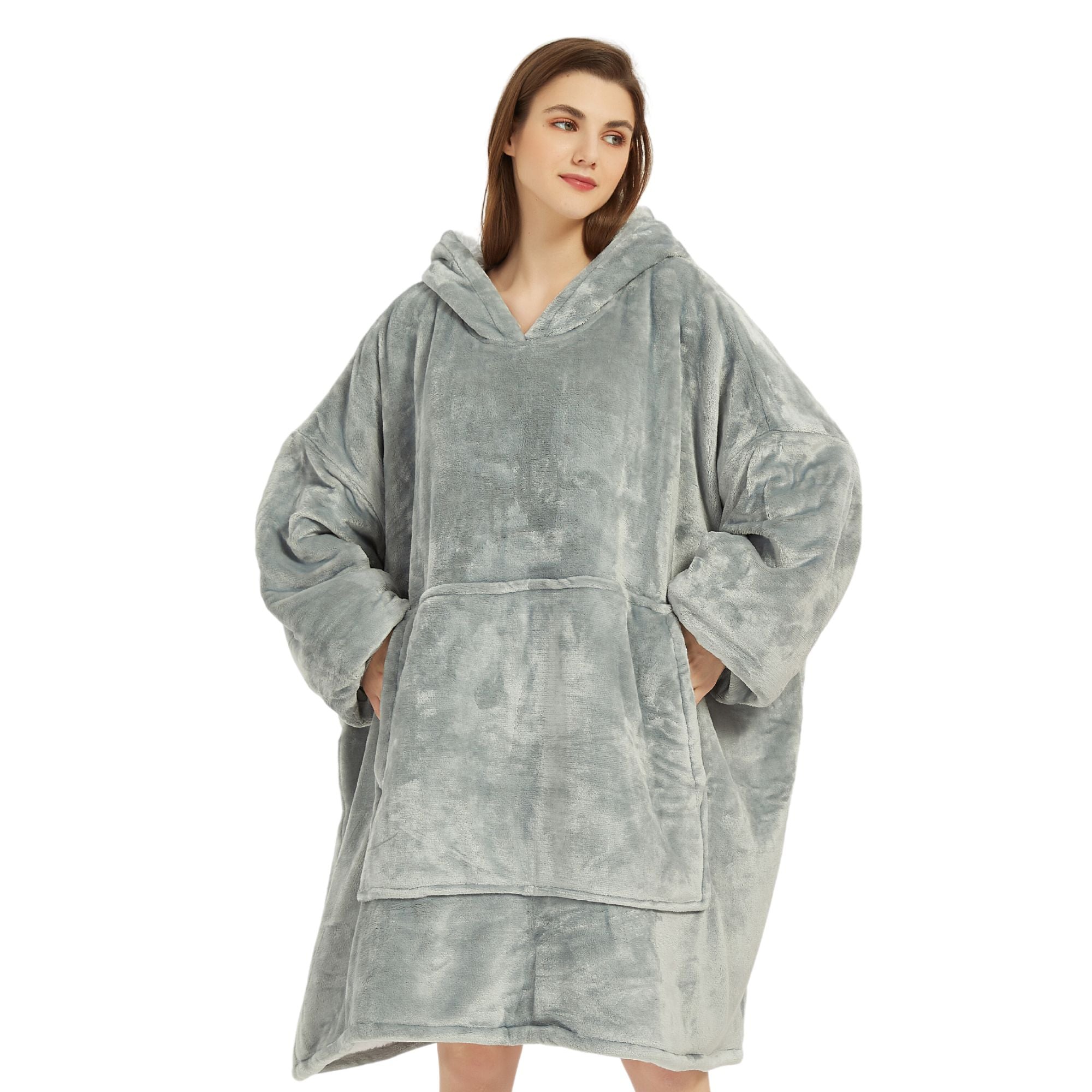 Sweat Femme à Capuche Plaid,Robe Pull Hiver Couverture Polaire