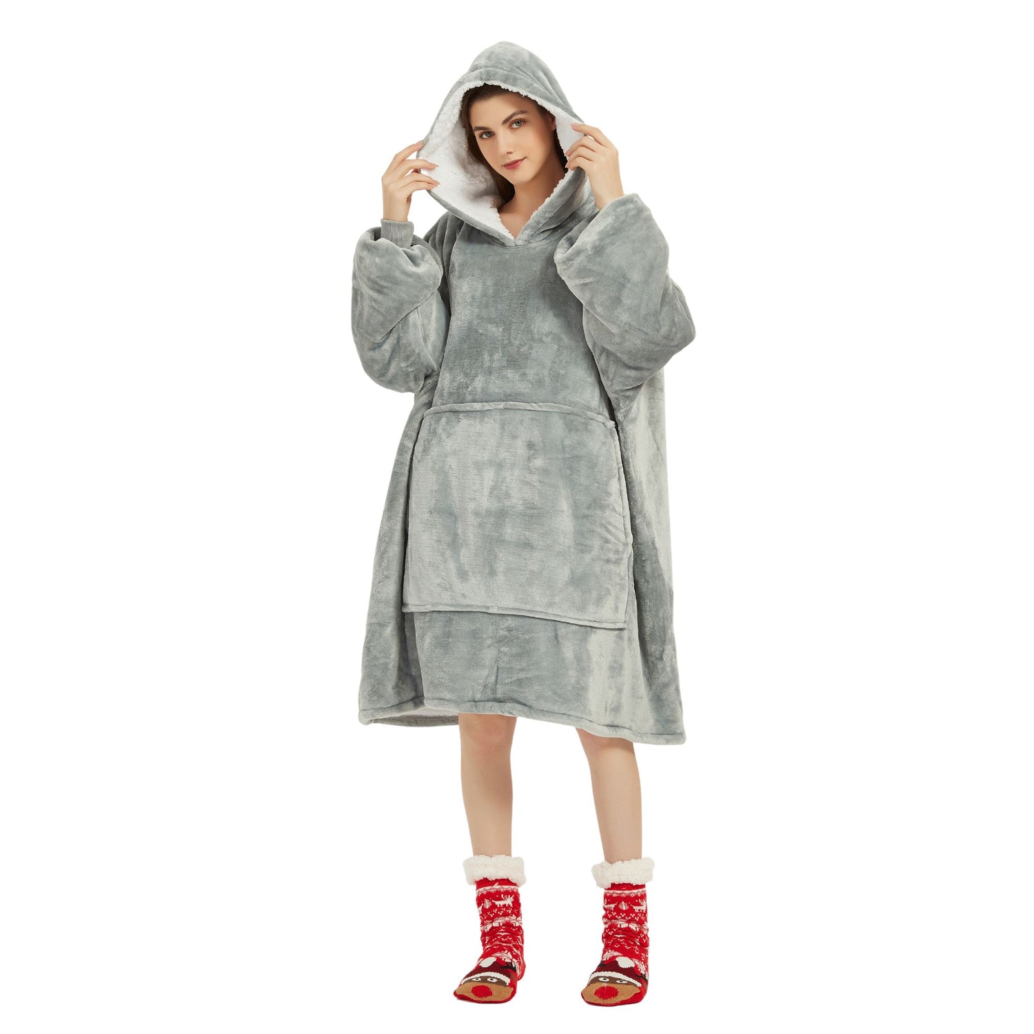 Pull Plaid Gris adulte adolescent femme homme The Oversized Hoodie®