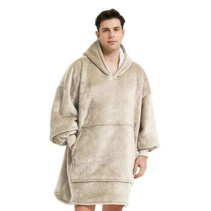 Pull Plaid Homme Beige Sweat Polaire Géant flanelle microfibre polyester The Oversized Hoodie