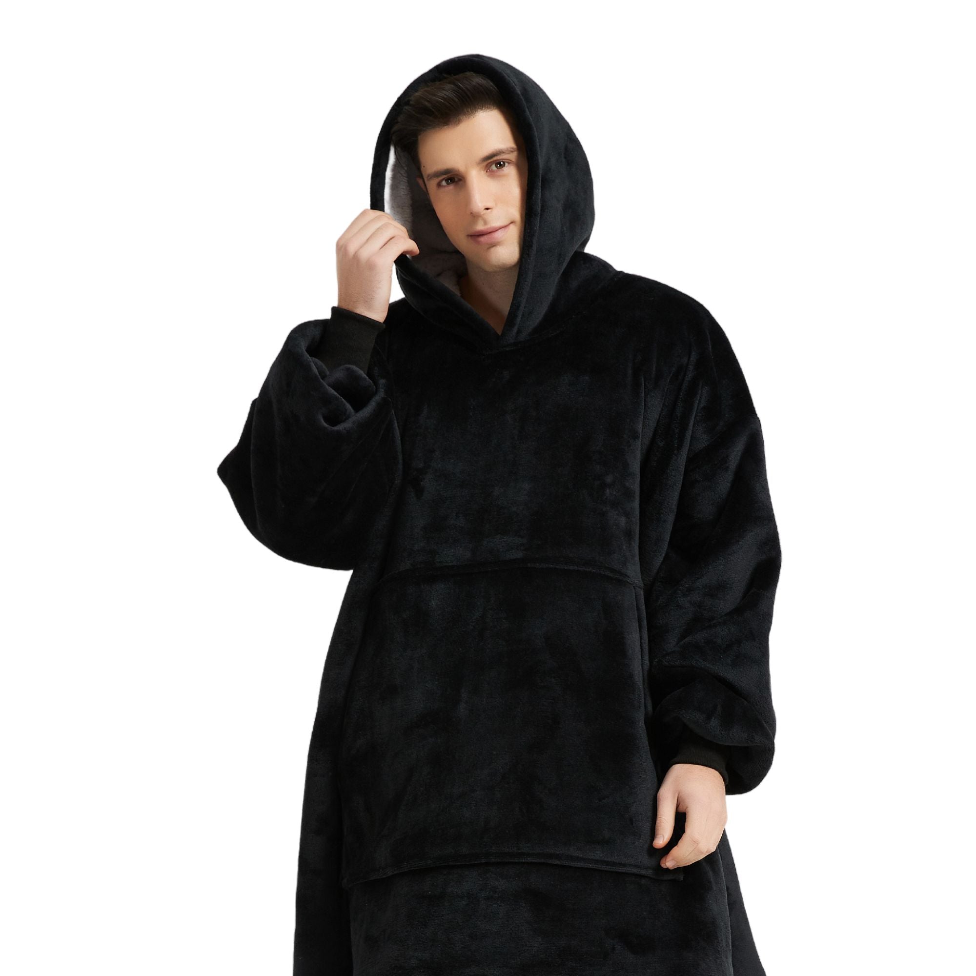Pull Plaid Homme Noir Sweat Polaire Géant doublure polaire sherpa hiver The Oversized Hoodie