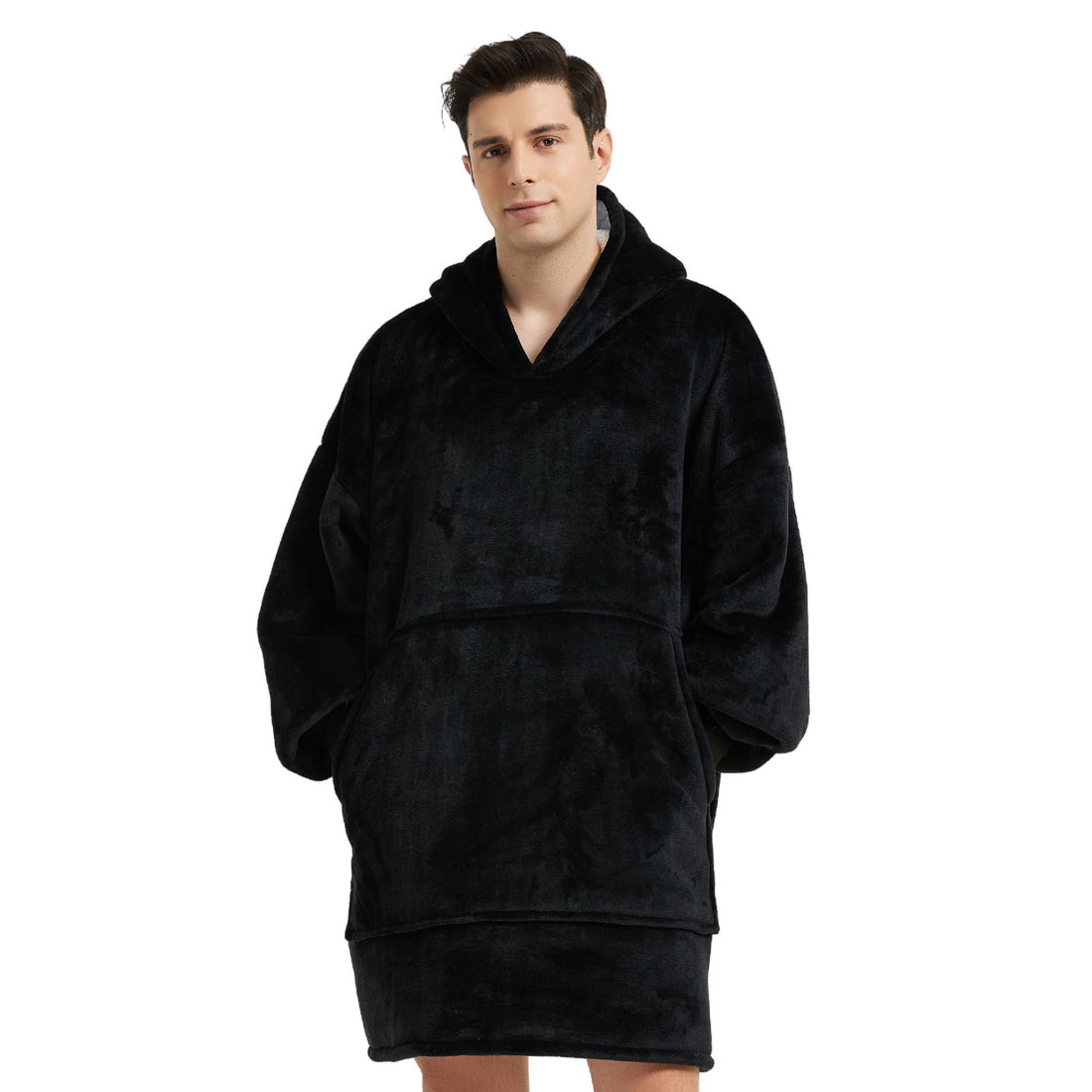 Pull Plaid Homme Noir Sweat Polaire Géant flanelle microfibre polyester The Oversized Hoodie